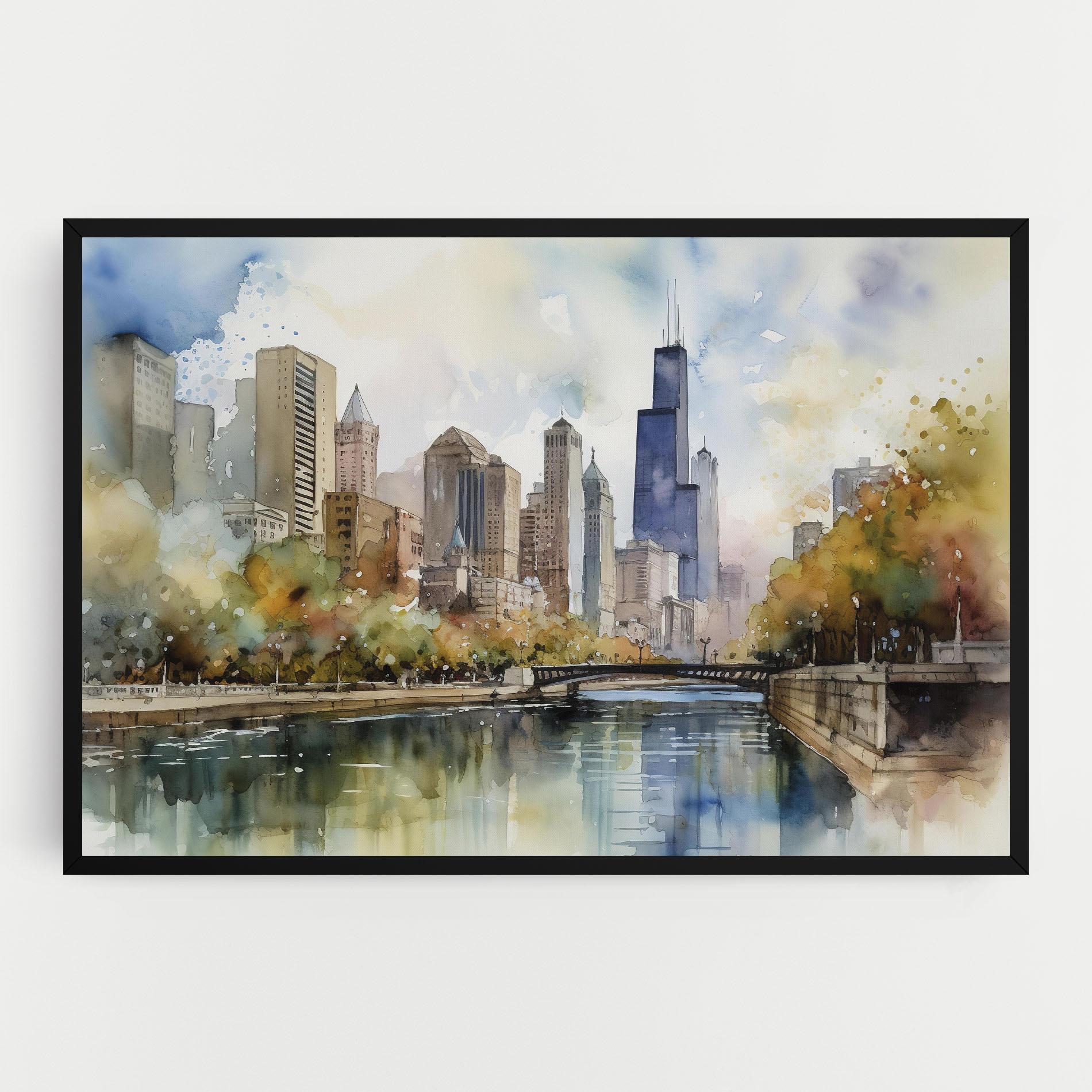 Tablou Canvas City Skyline Painting mockup 0