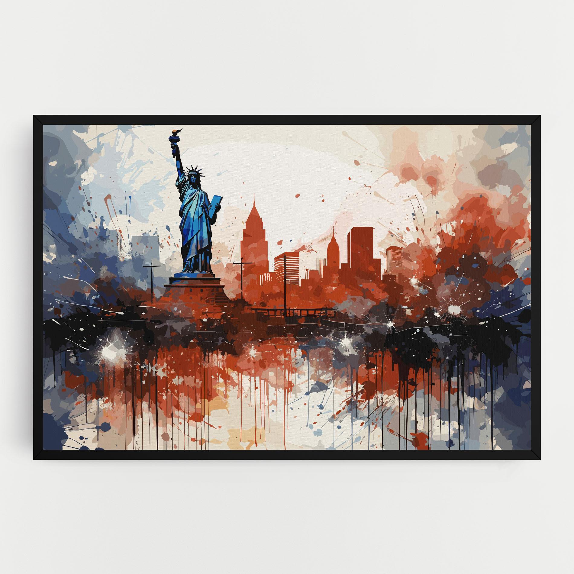 Tablou Canvas Red Blue Liberty Statue mockup 0
