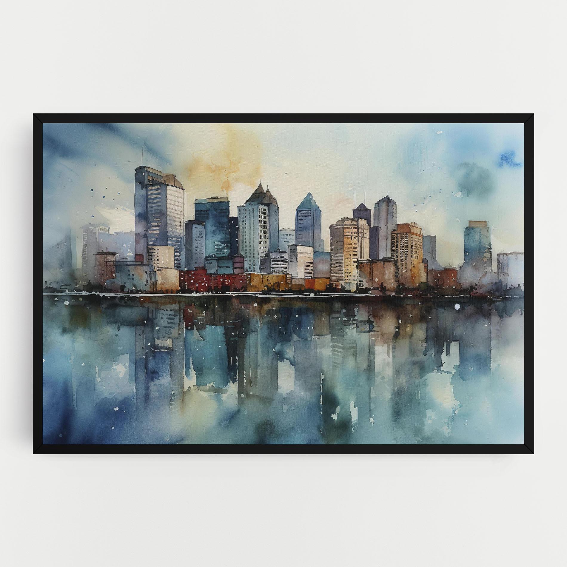 Tablou Canvas Watercolor City Skyline mockup 0