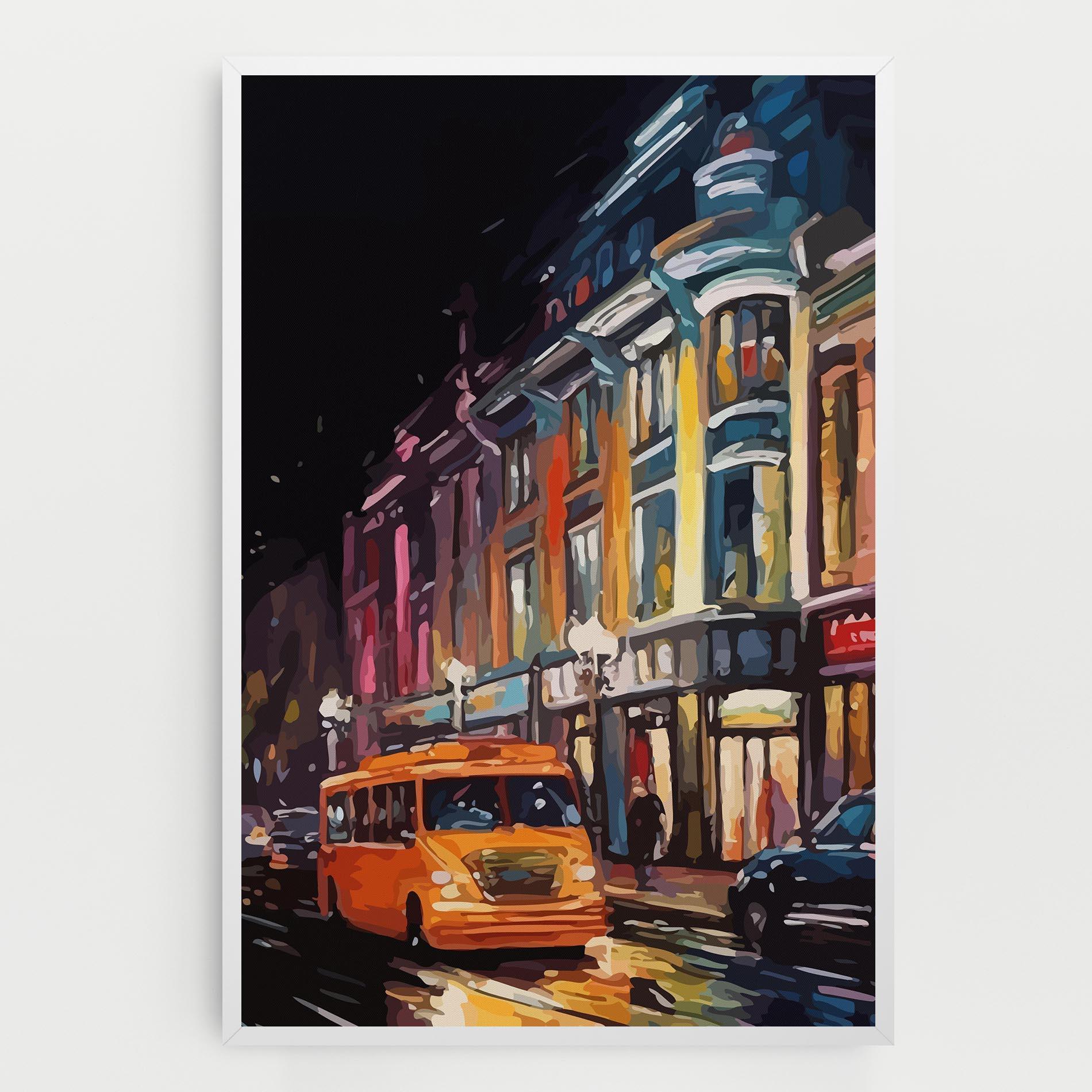 Tablou Canvas Yellow Car City Art mockup 0