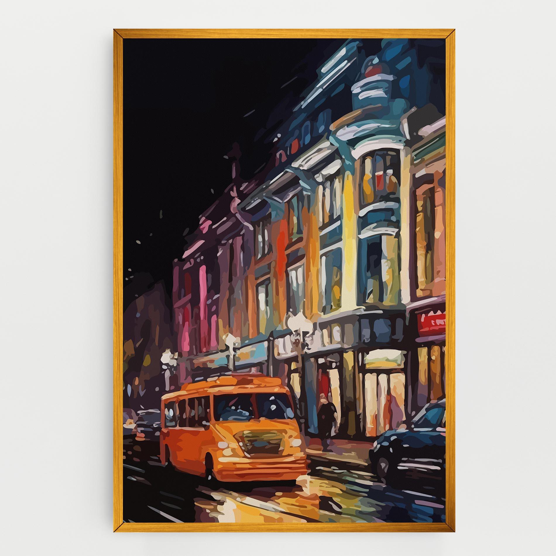 Tablou Canvas Yellow Car City Art mockup 0