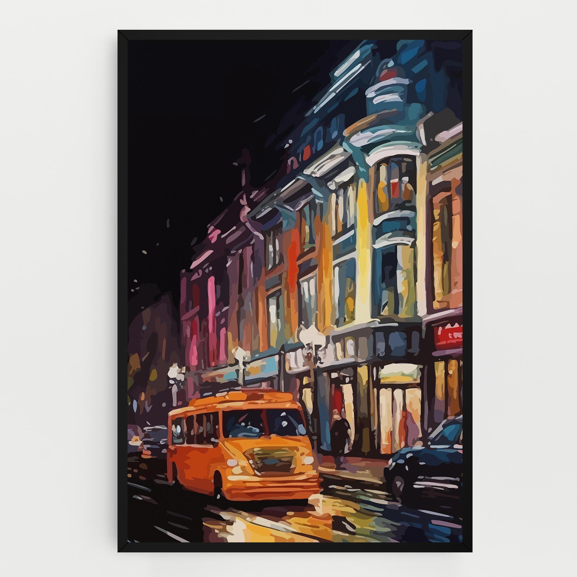 Tablou Canvas Yellow Car City Art mockup 0