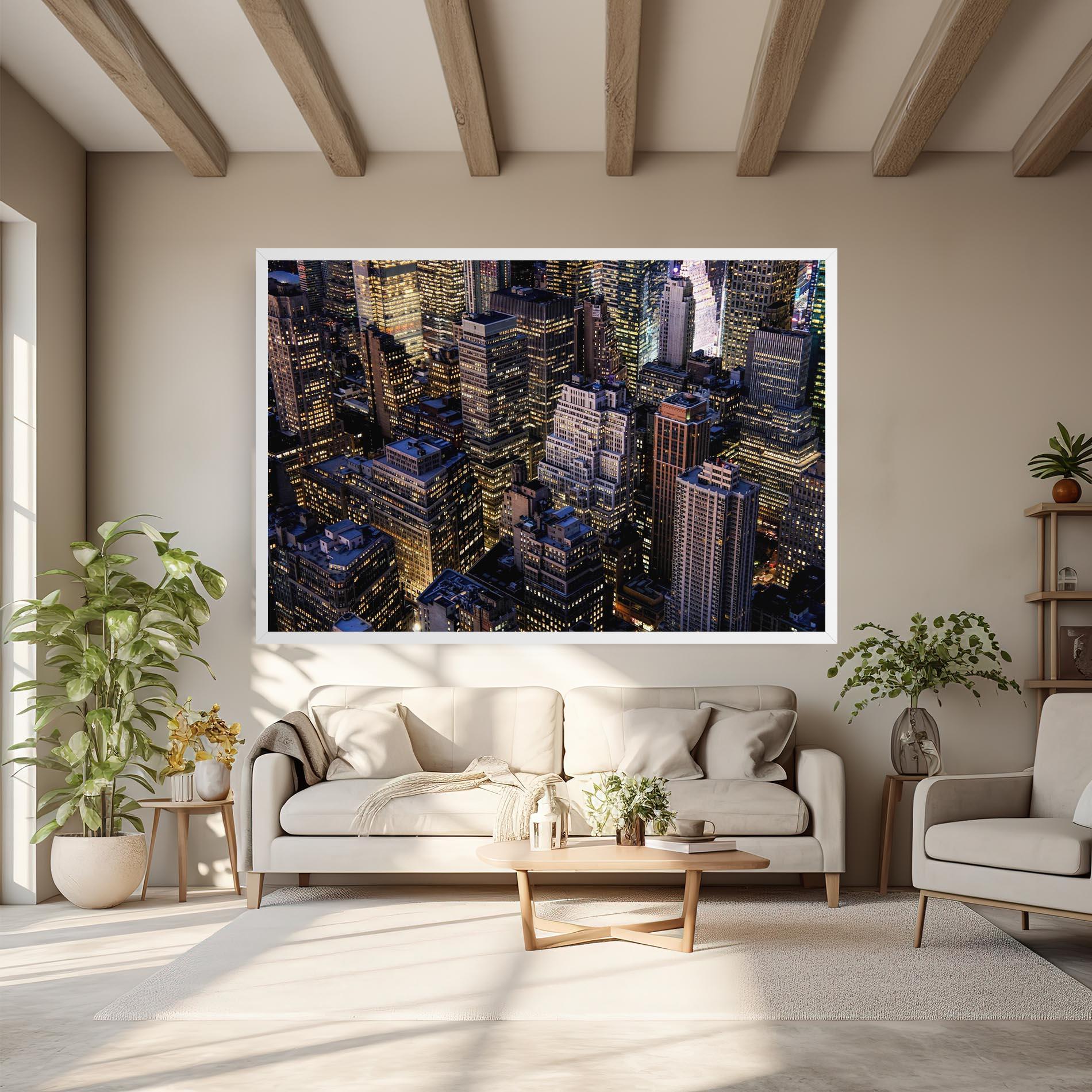 Tablou Canvas Blue Gold Skylines mockup 6
