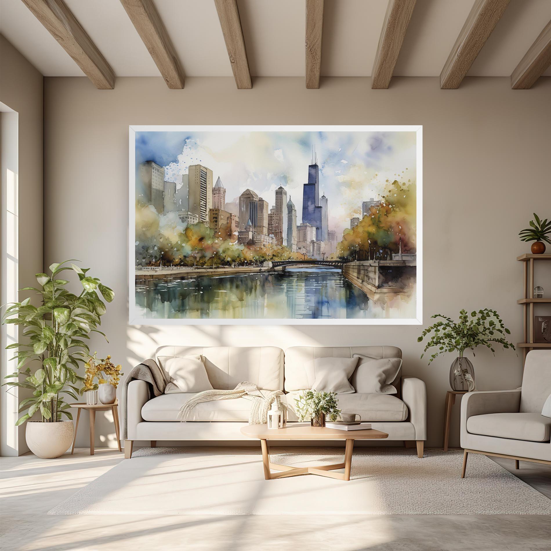 Tablou Canvas City Skyline Painting mockup 6