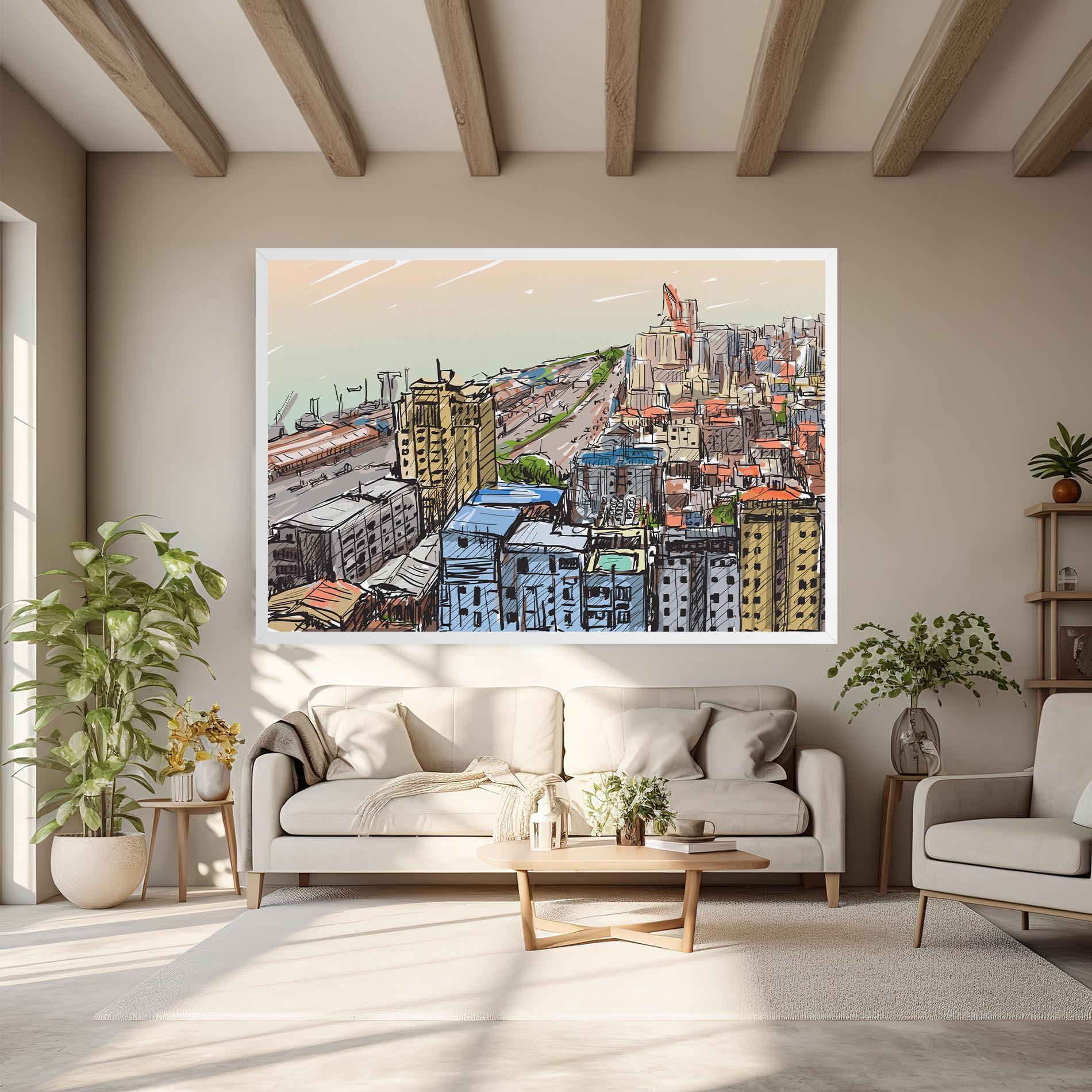 Tablou Canvas Colorful City Drawing mockup 6