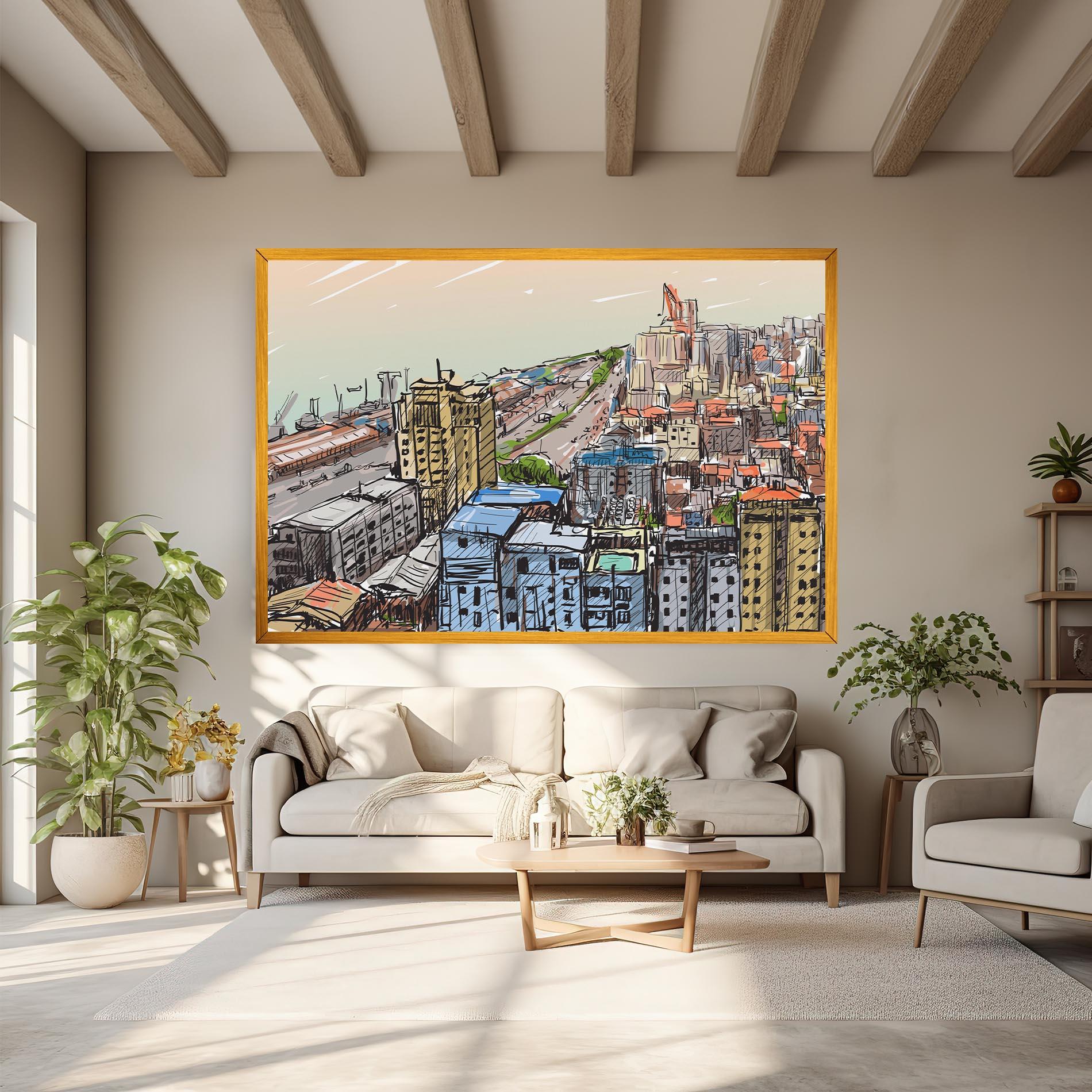 Tablou Canvas Colorful City Drawing mockup 6