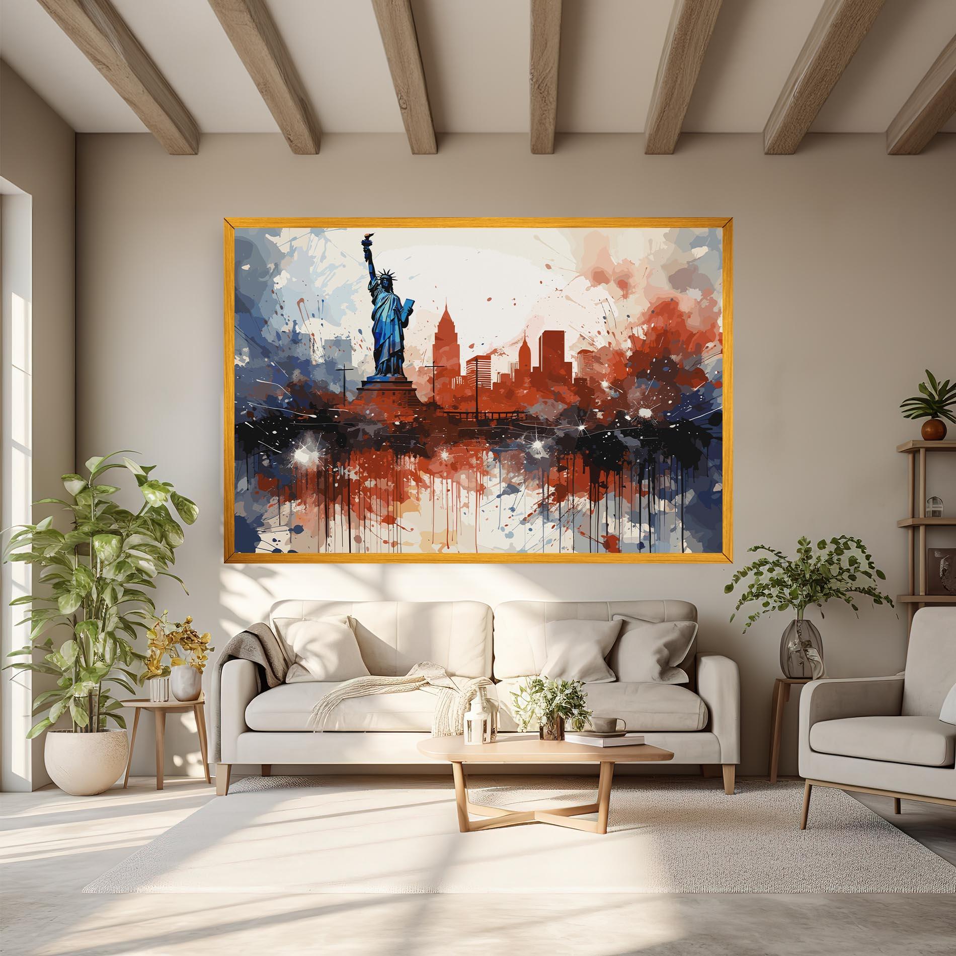 Tablou Canvas Red Blue Liberty Statue mockup 6