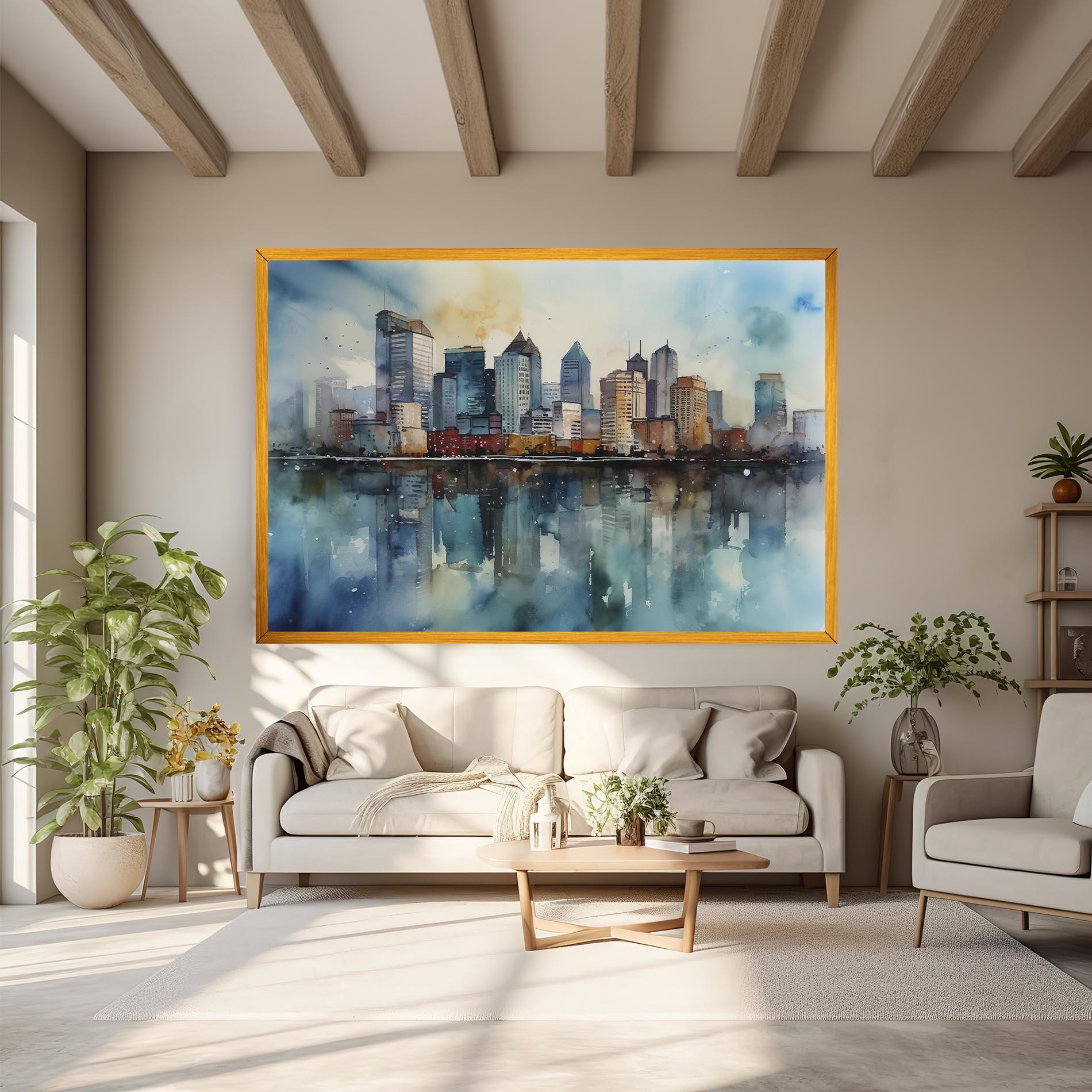 Tablou Canvas Watercolor City Skyline mockup 6