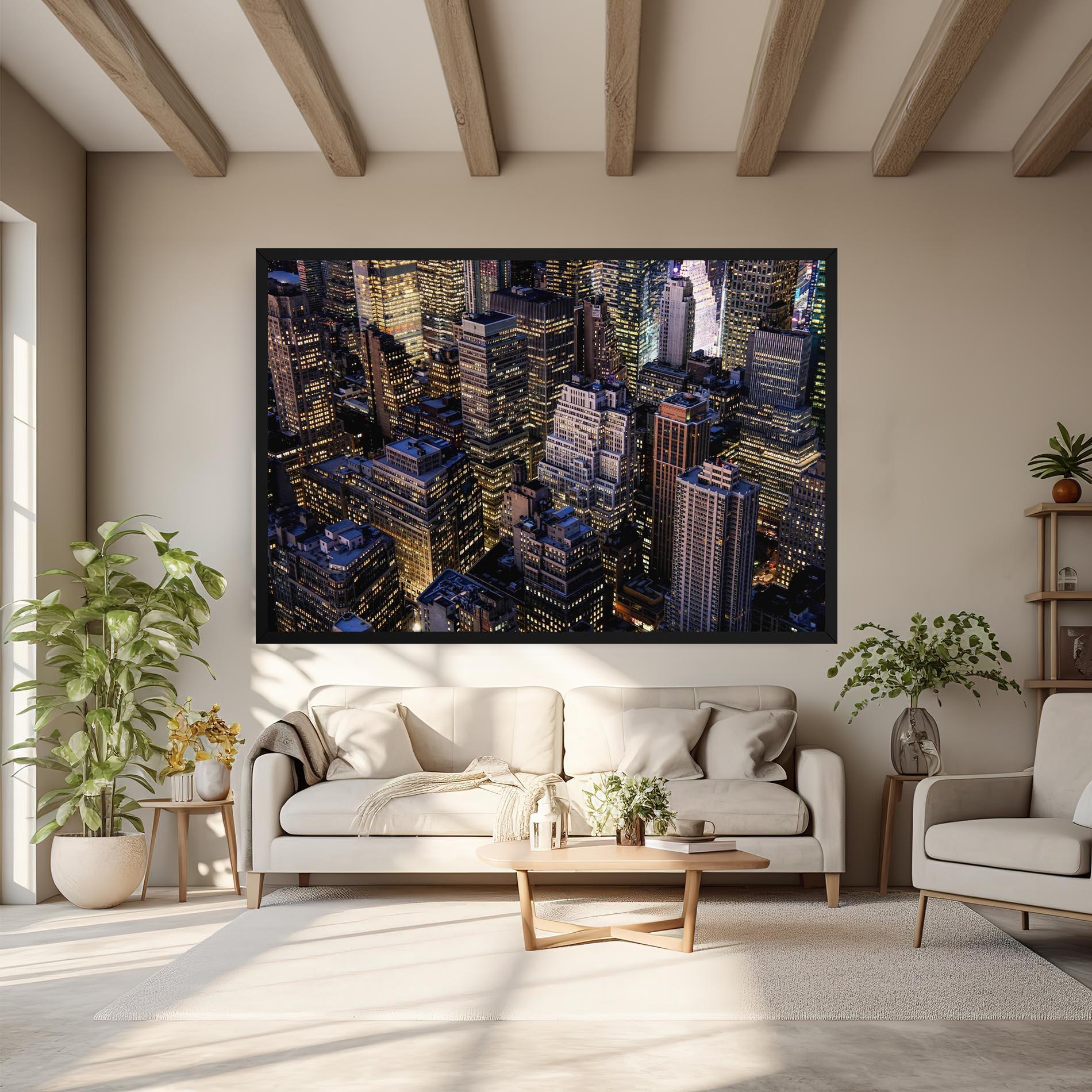 Tablou Canvas Blue Gold Skylines mockup 6