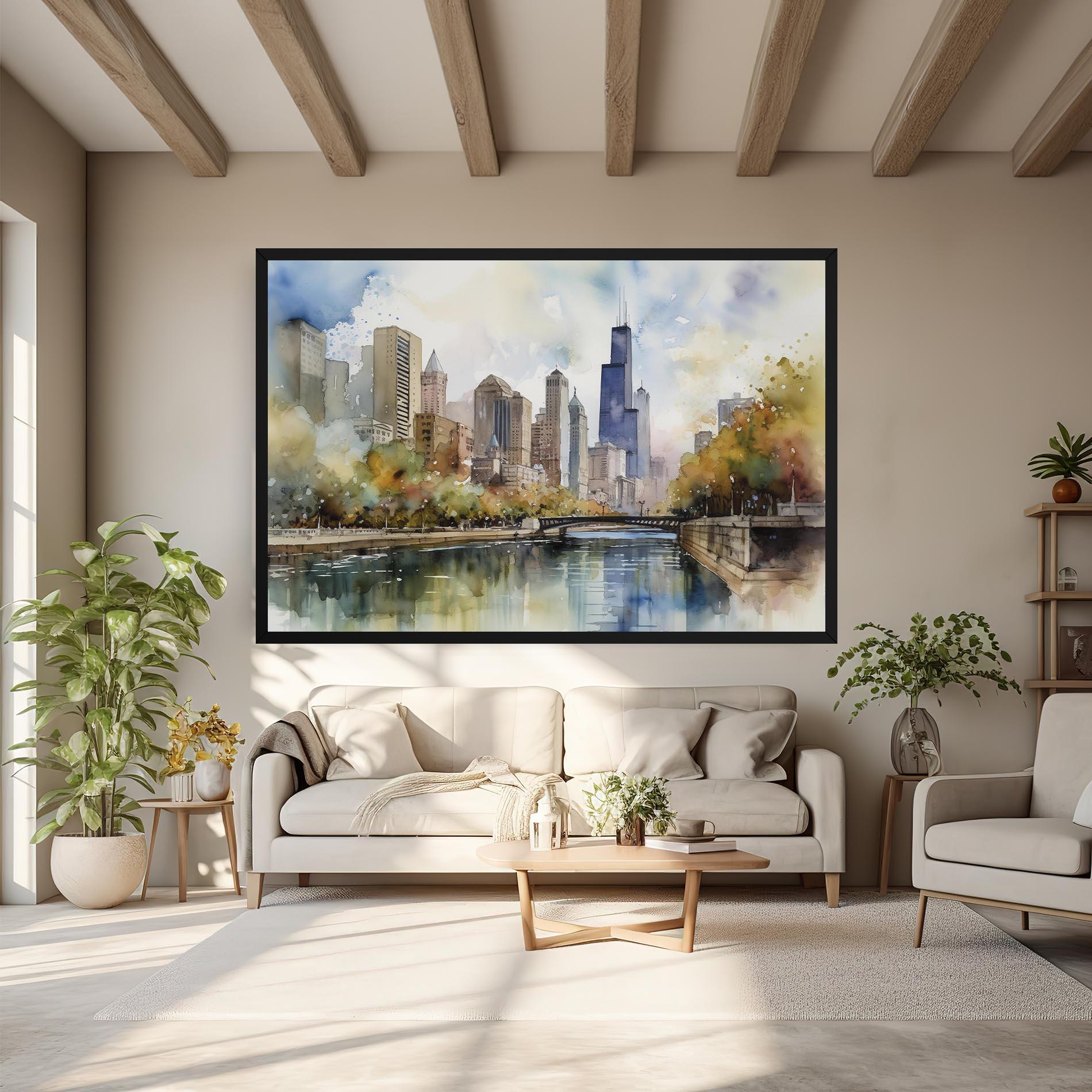 Tablou Canvas City Skyline Painting mockup 6