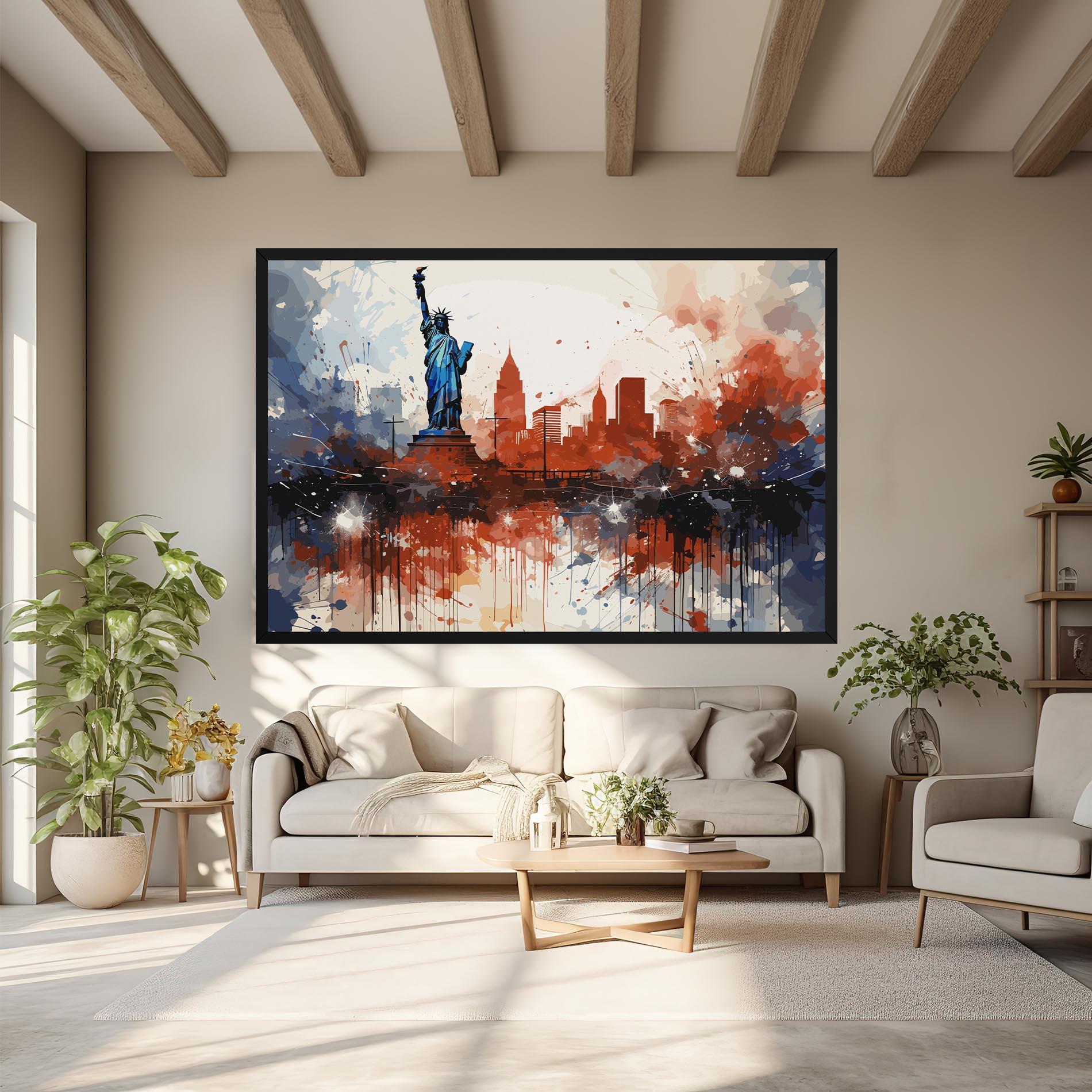 Tablou Canvas Red Blue Liberty Statue mockup 6