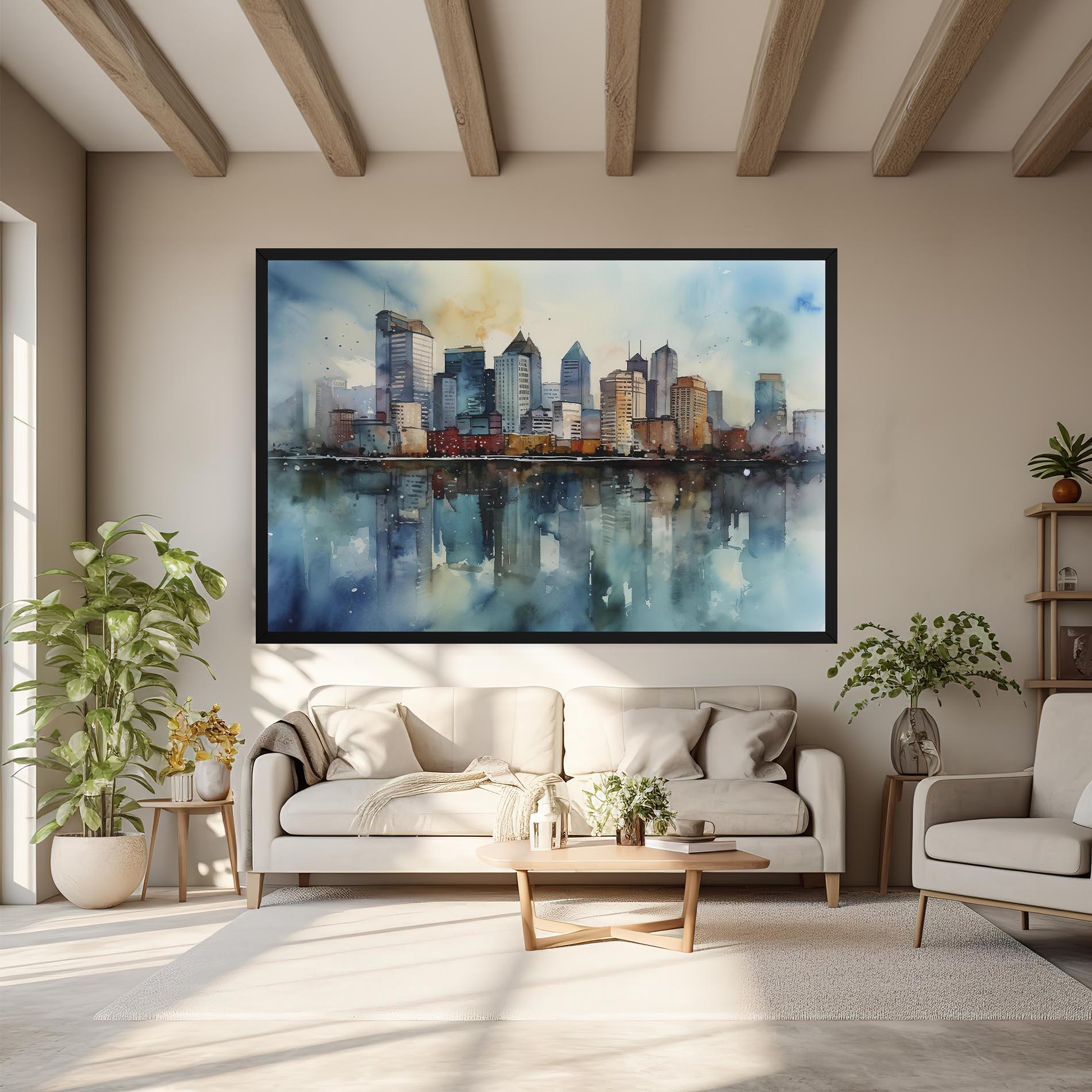 Tablou Canvas Watercolor City Skyline mockup 6