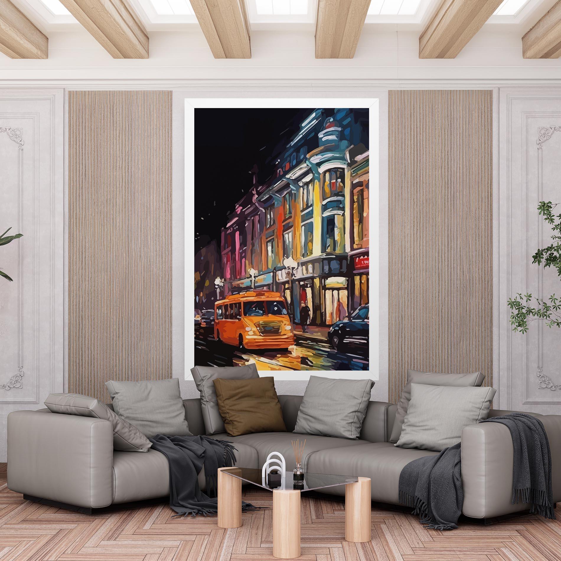 Tablou Canvas Yellow Car City Art mockup 6