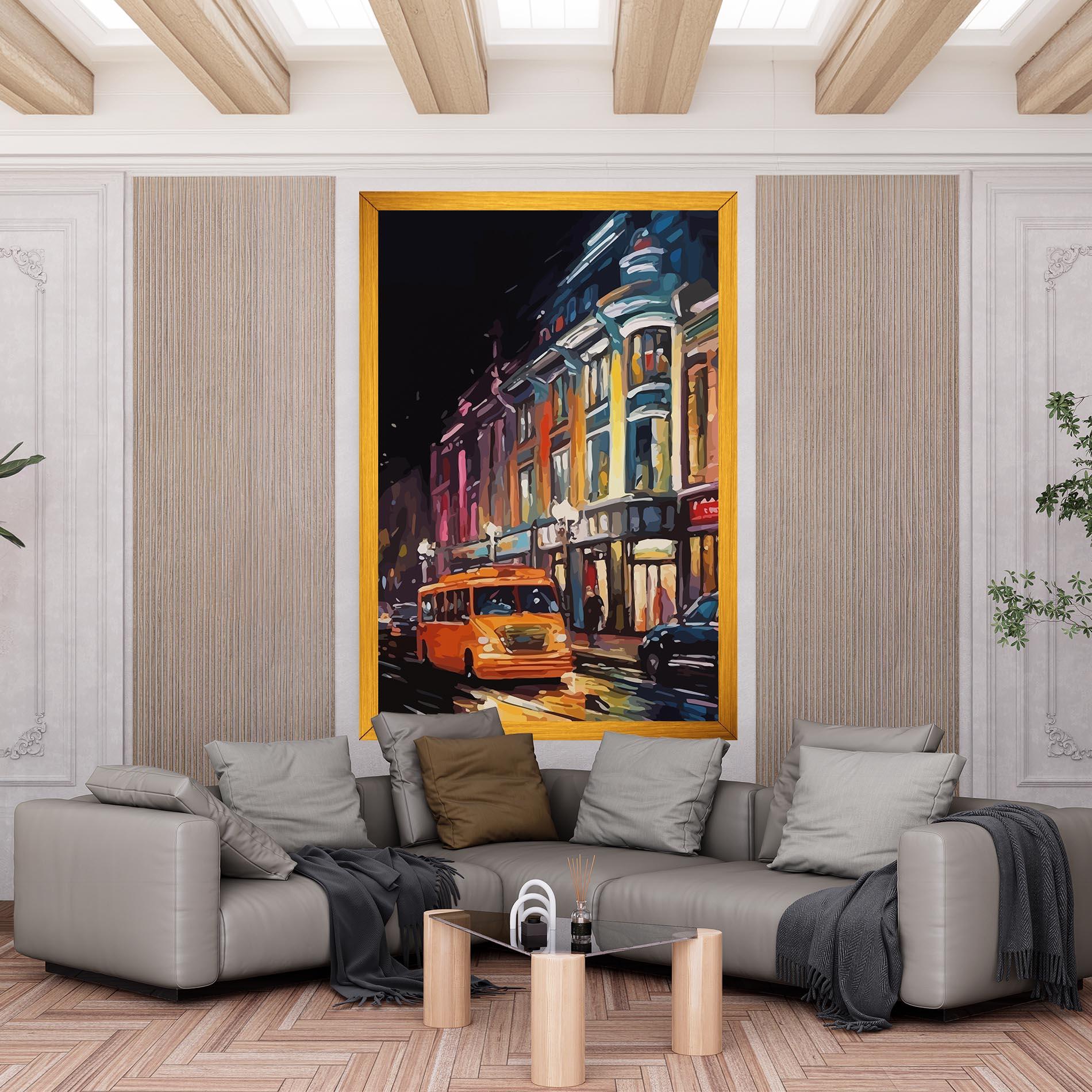 Tablou Canvas Yellow Car City Art mockup 6