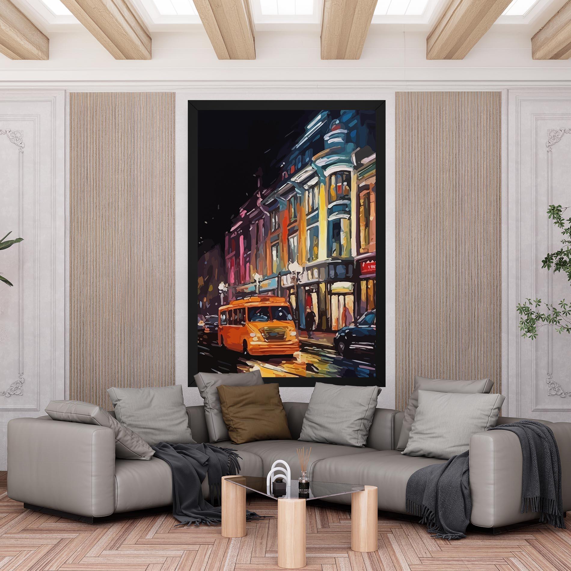 Tablou Canvas Yellow Car City Art mockup 6