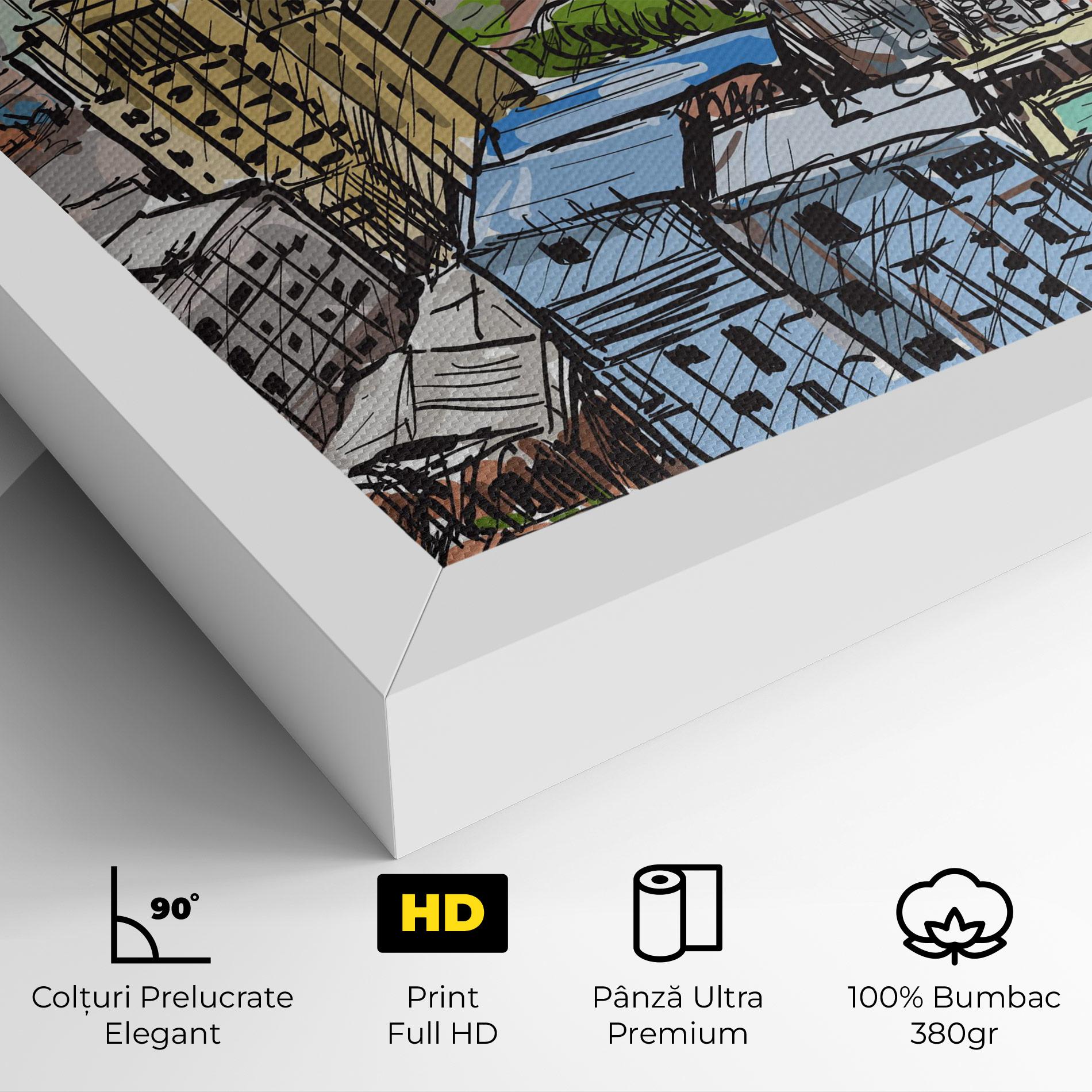 Tablou Canvas Colorful City Drawing mockup 4