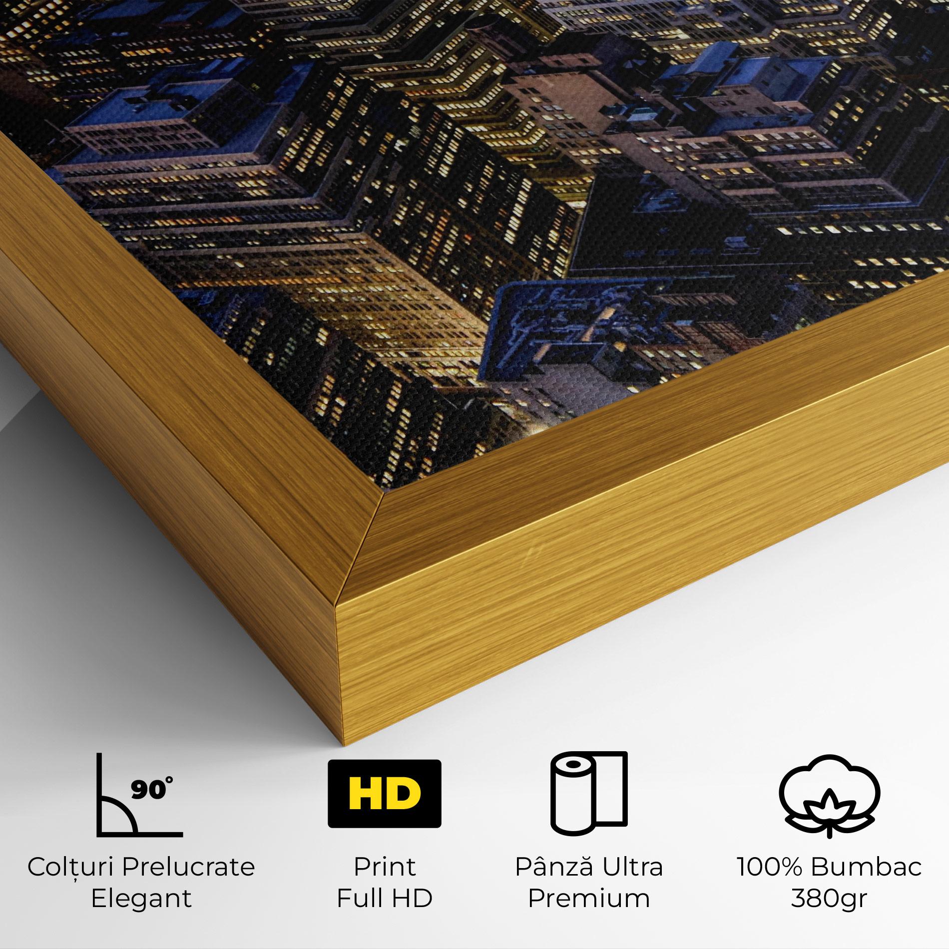 Tablou Canvas Blue Gold Skylines mockup 4