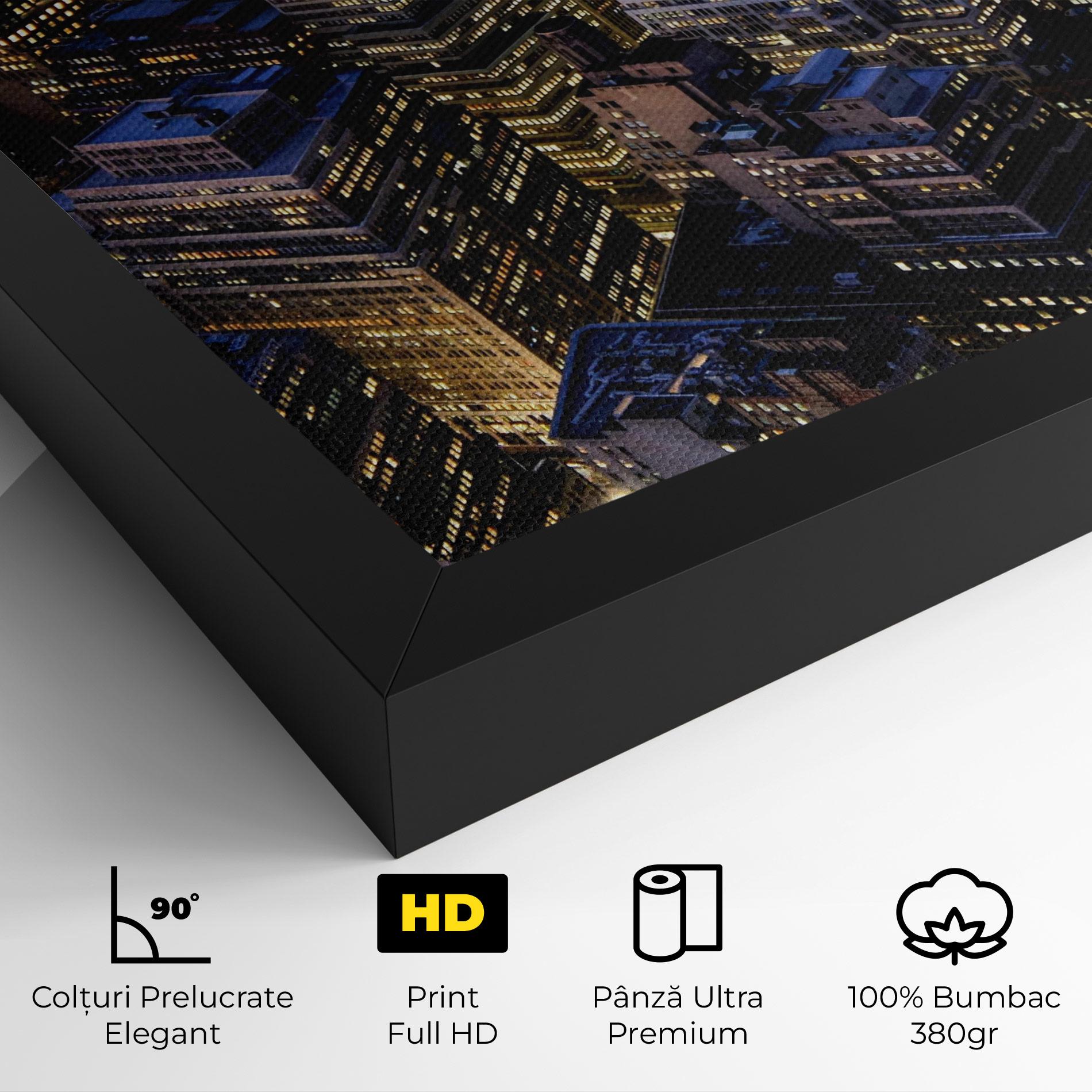 Tablou Canvas Blue Gold Skylines mockup 4