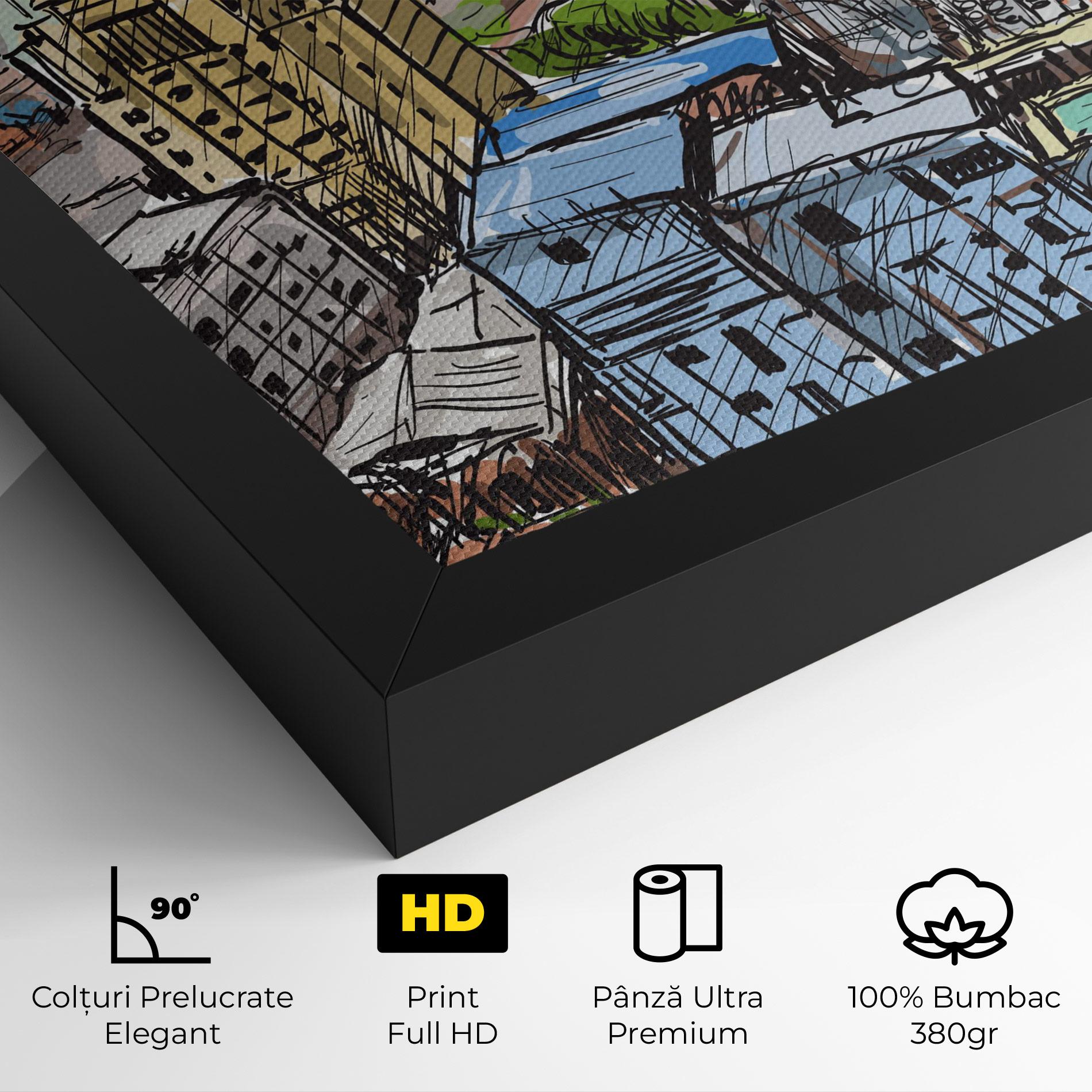 Tablou Canvas Colorful City Drawing mockup 4