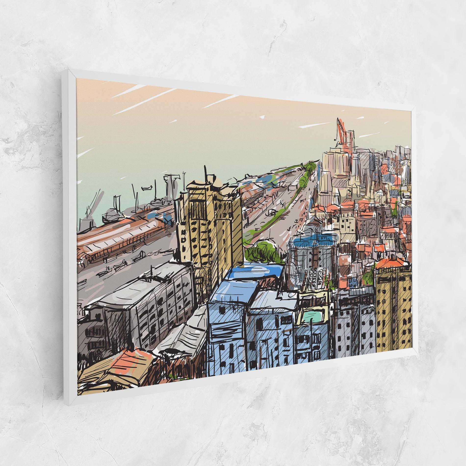 Tablou Canvas Colorful City Drawing mockup 1