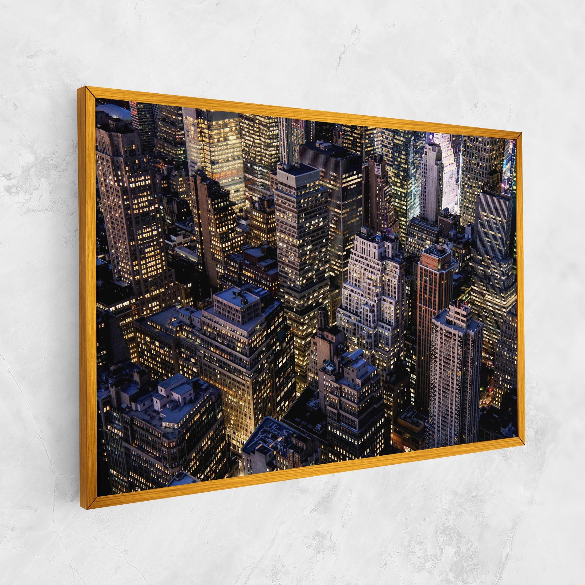 Tablou Canvas Blue Gold Skylines mockup 1