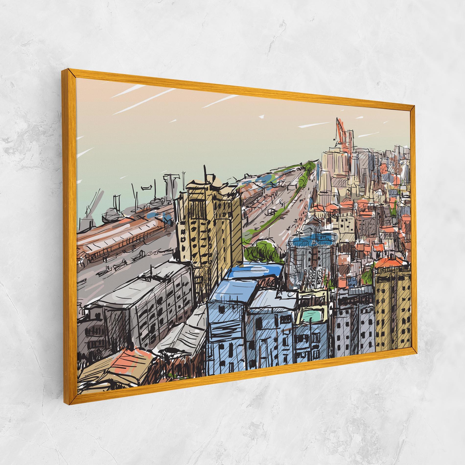 Tablou Canvas Colorful City Drawing mockup 1