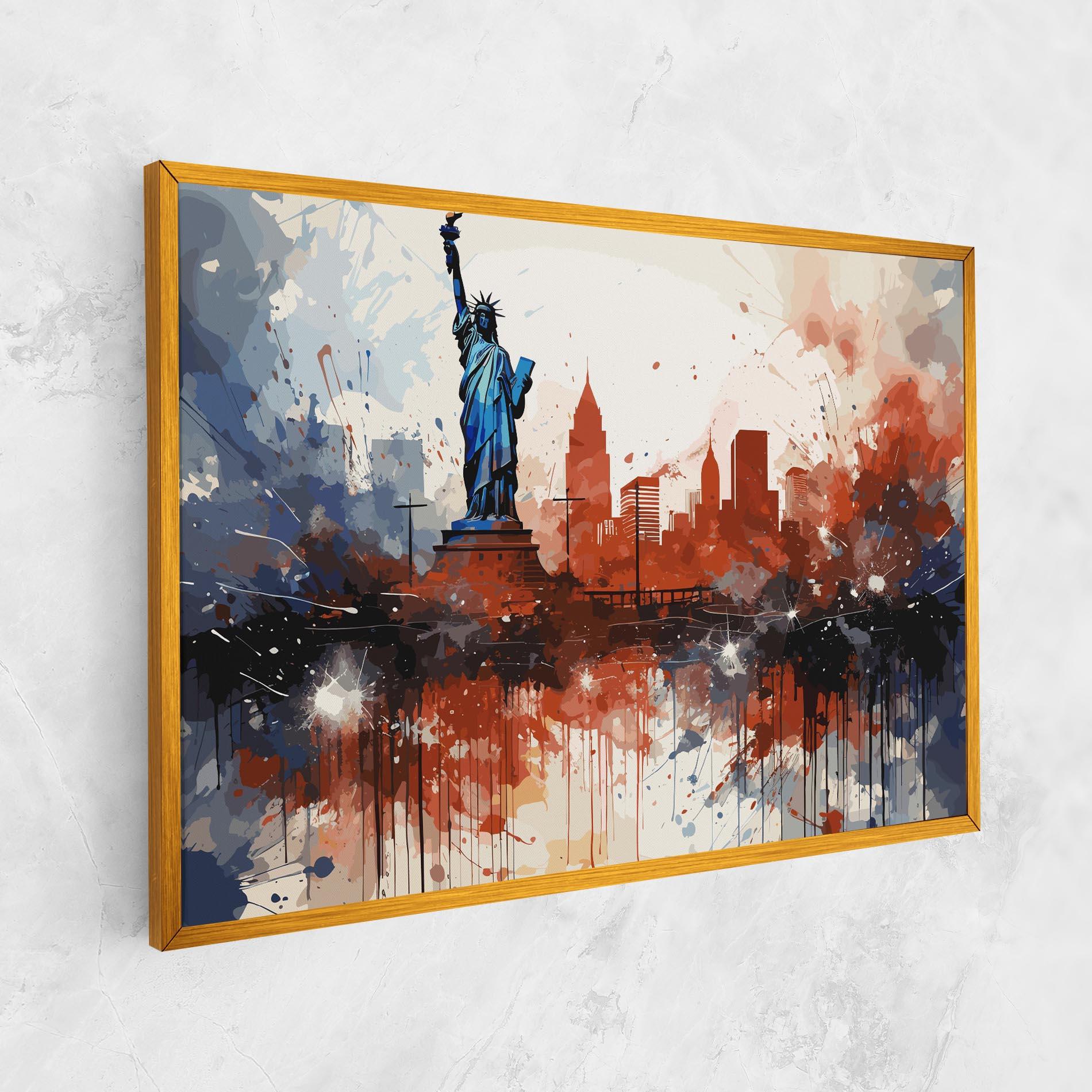Tablou Canvas Red Blue Liberty Statue mockup 1