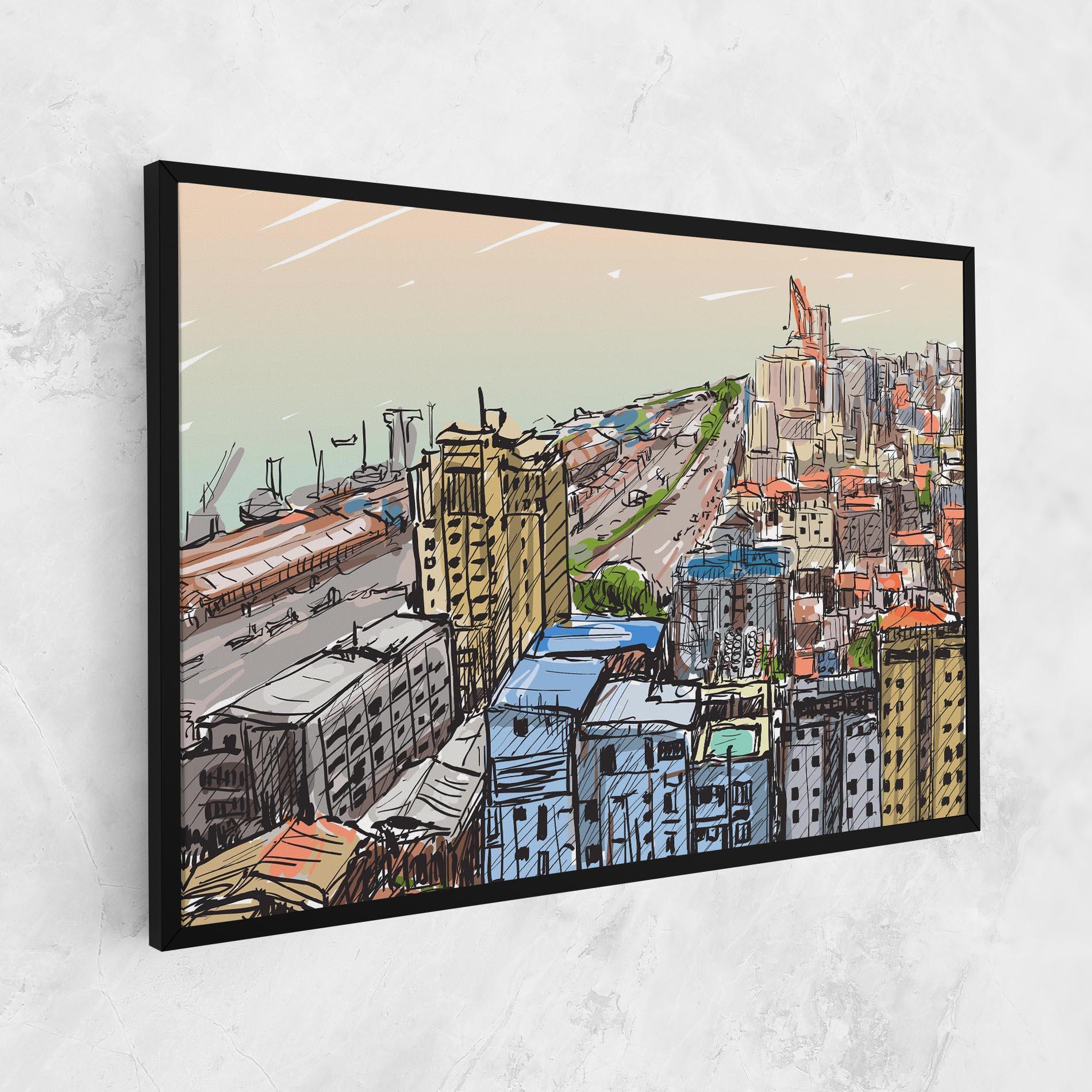 Tablou Canvas Colorful City Drawing mockup 1