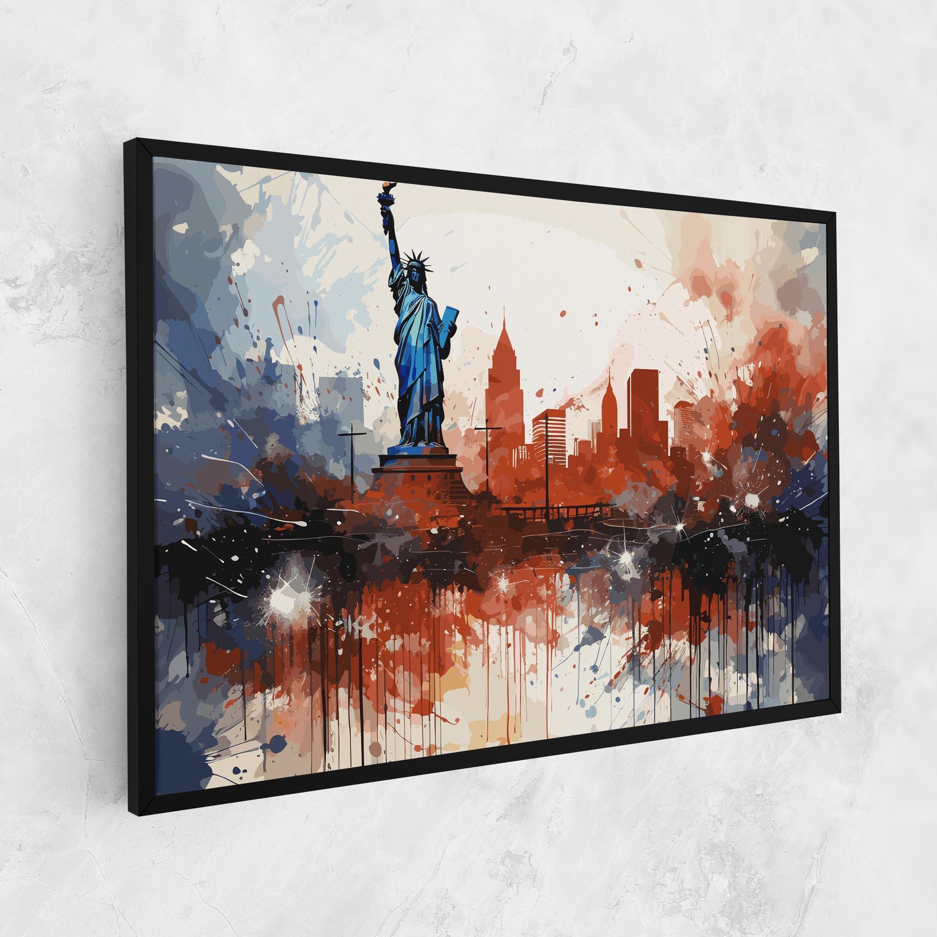 Tablou Canvas Red Blue Liberty Statue mockup 1