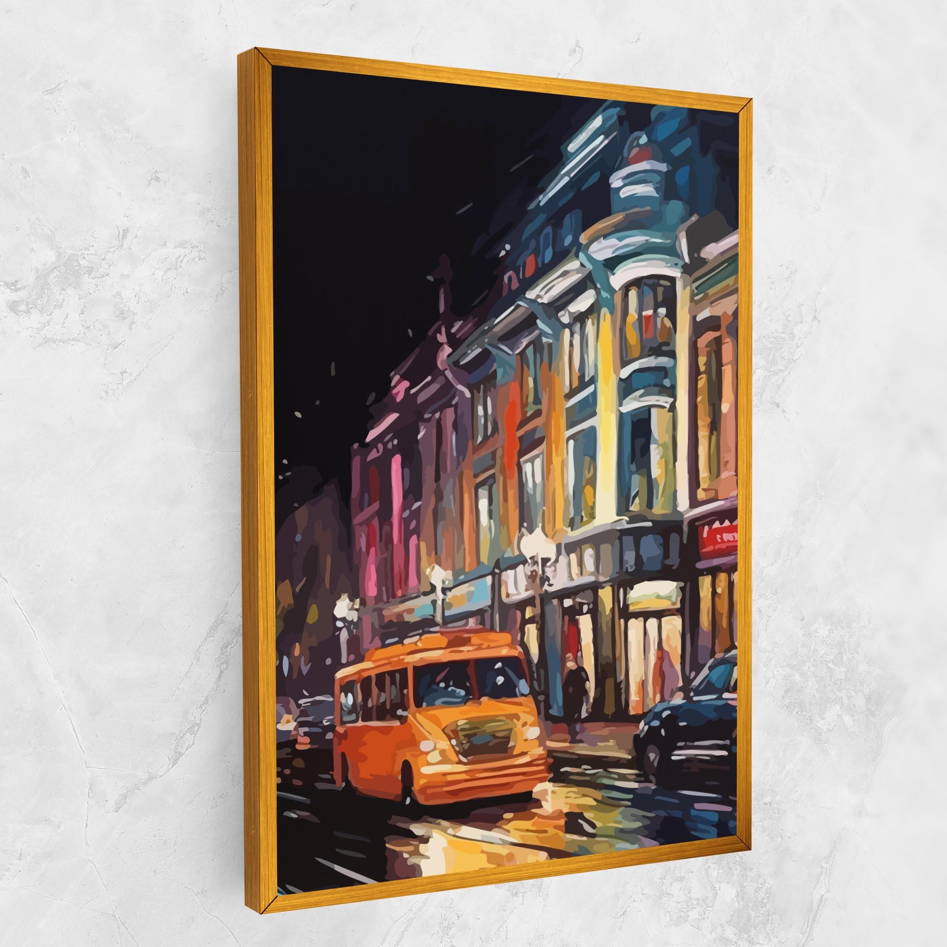 Tablou Canvas Yellow Car City Art mockup 1