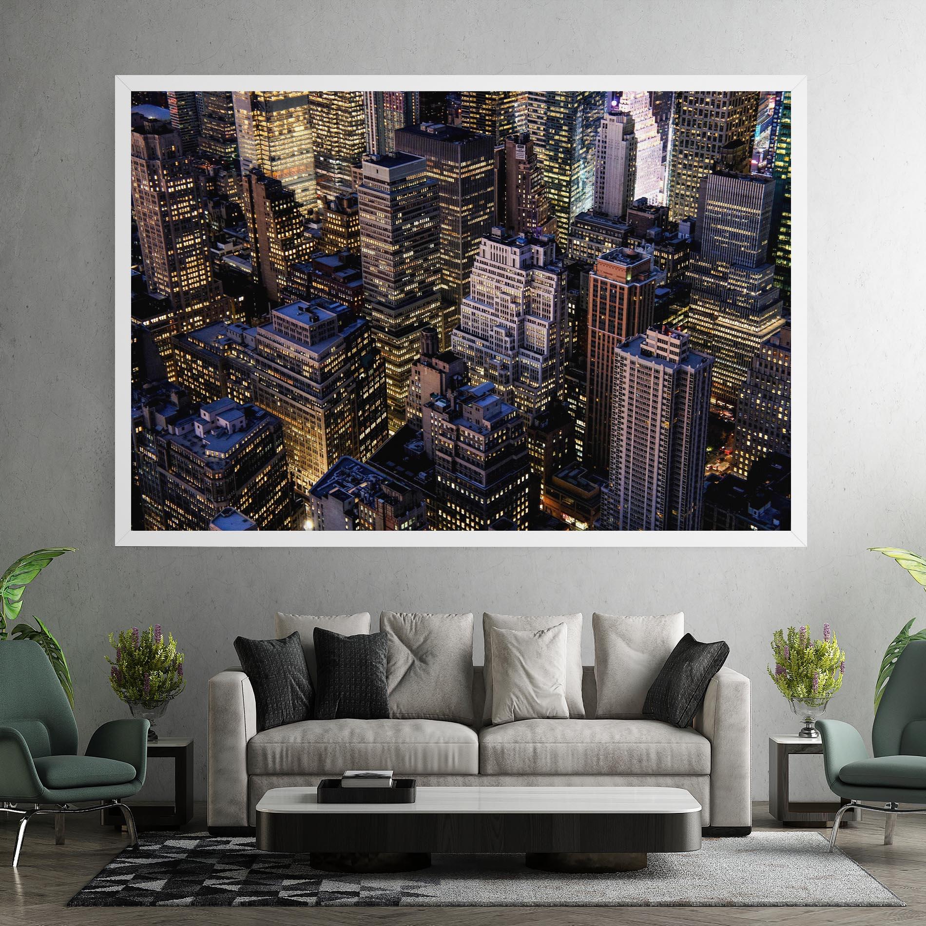 Tablou Canvas Blue Gold Skylines mockup 7