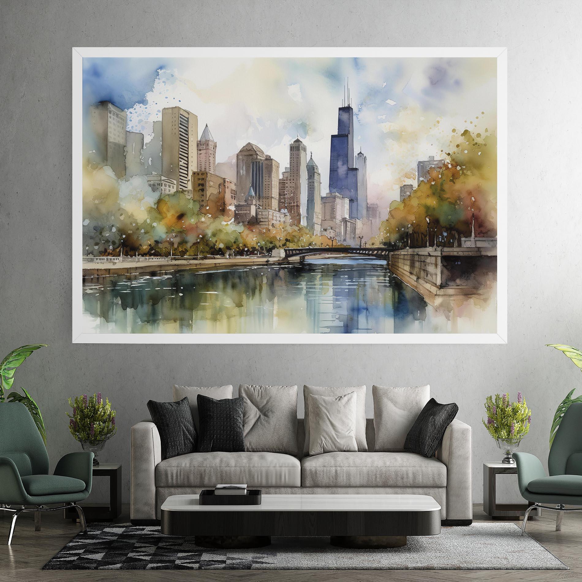 Tablou Canvas City Skyline Painting mockup 7