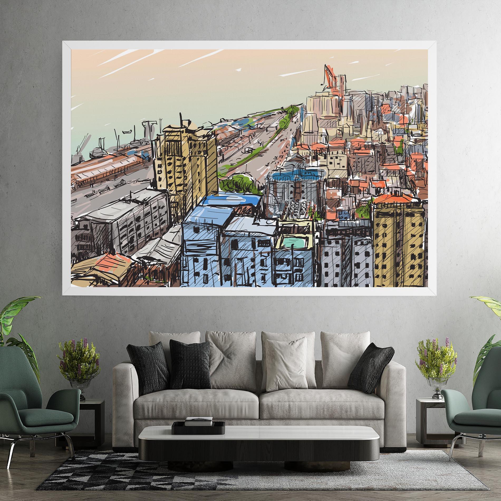 Tablou Canvas Colorful City Drawing mockup 7