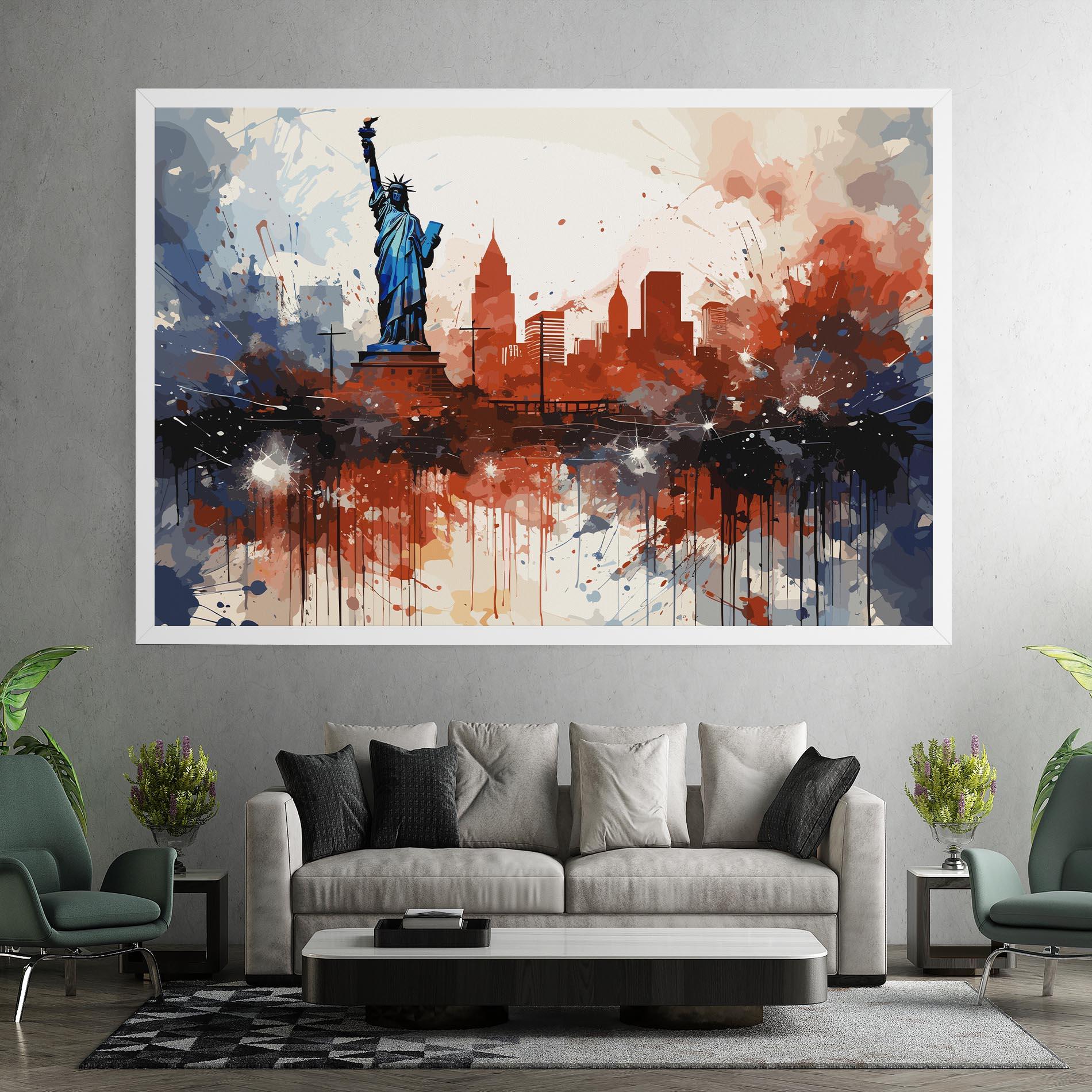 Tablou Canvas Red Blue Liberty Statue mockup 7