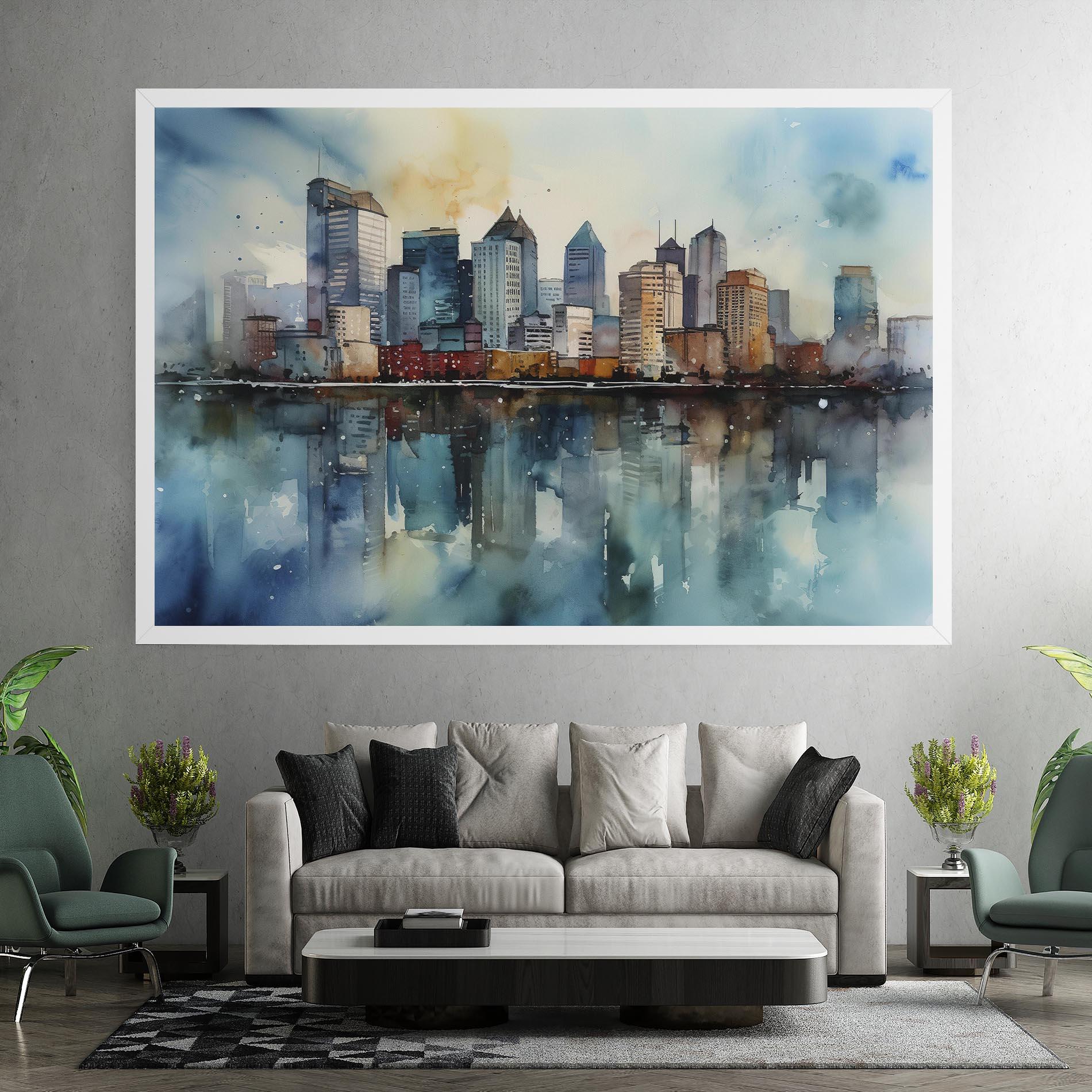 Tablou Canvas Watercolor City Skyline mockup 7