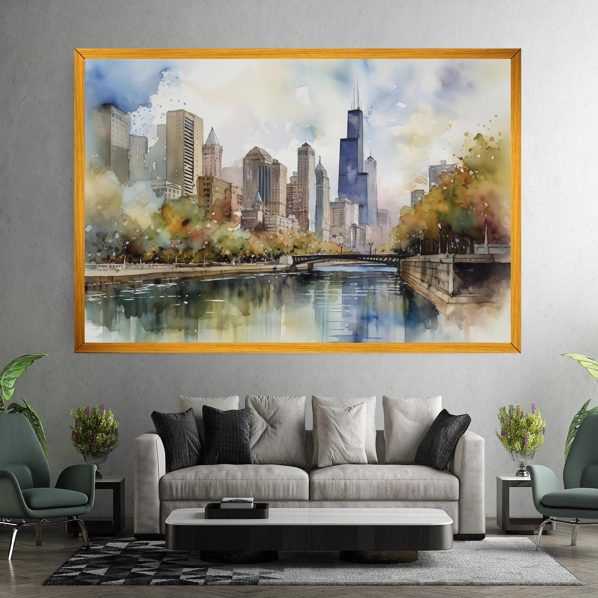 Tablou Canvas City Skyline Painting mockup 7