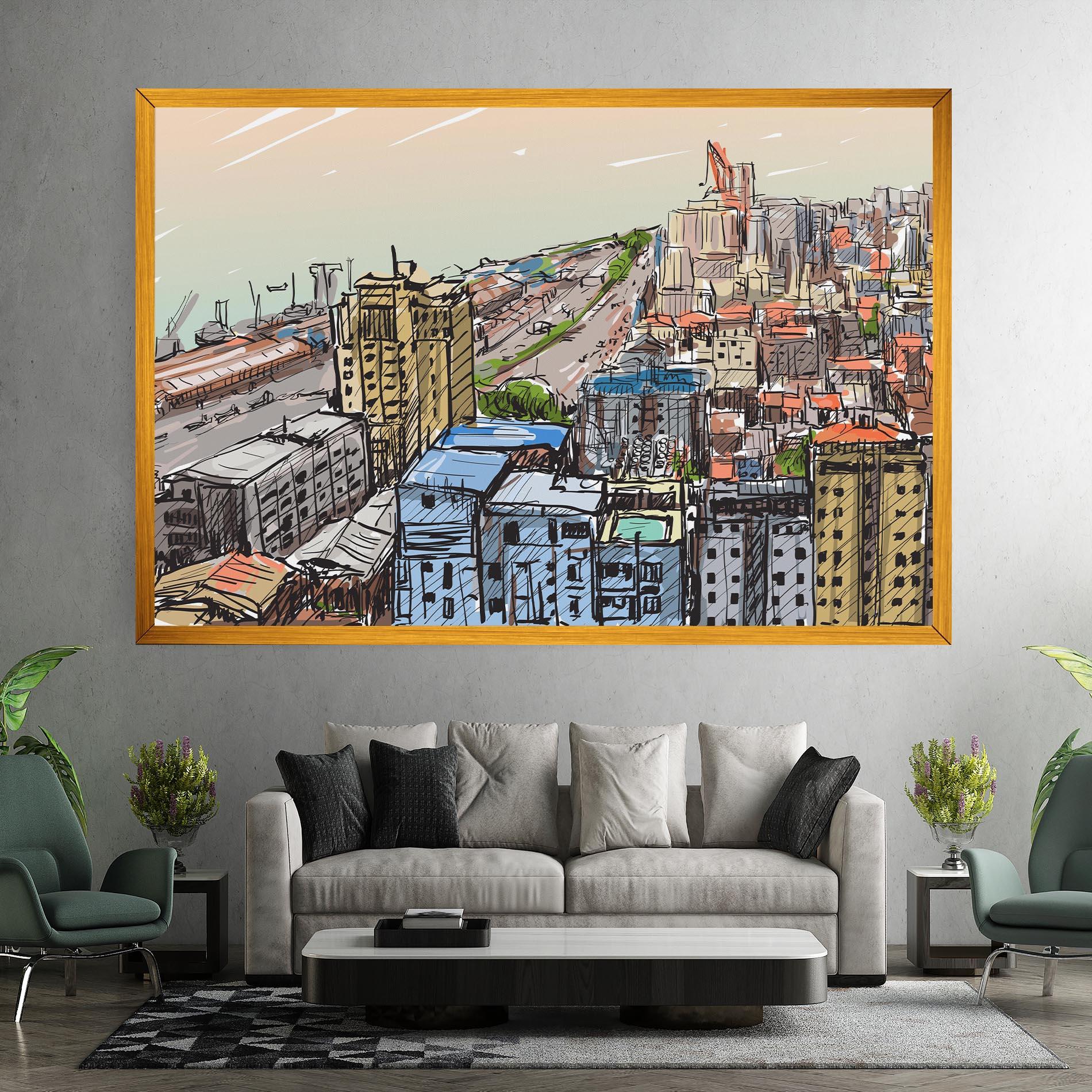 Tablou Canvas Colorful City Drawing mockup 7