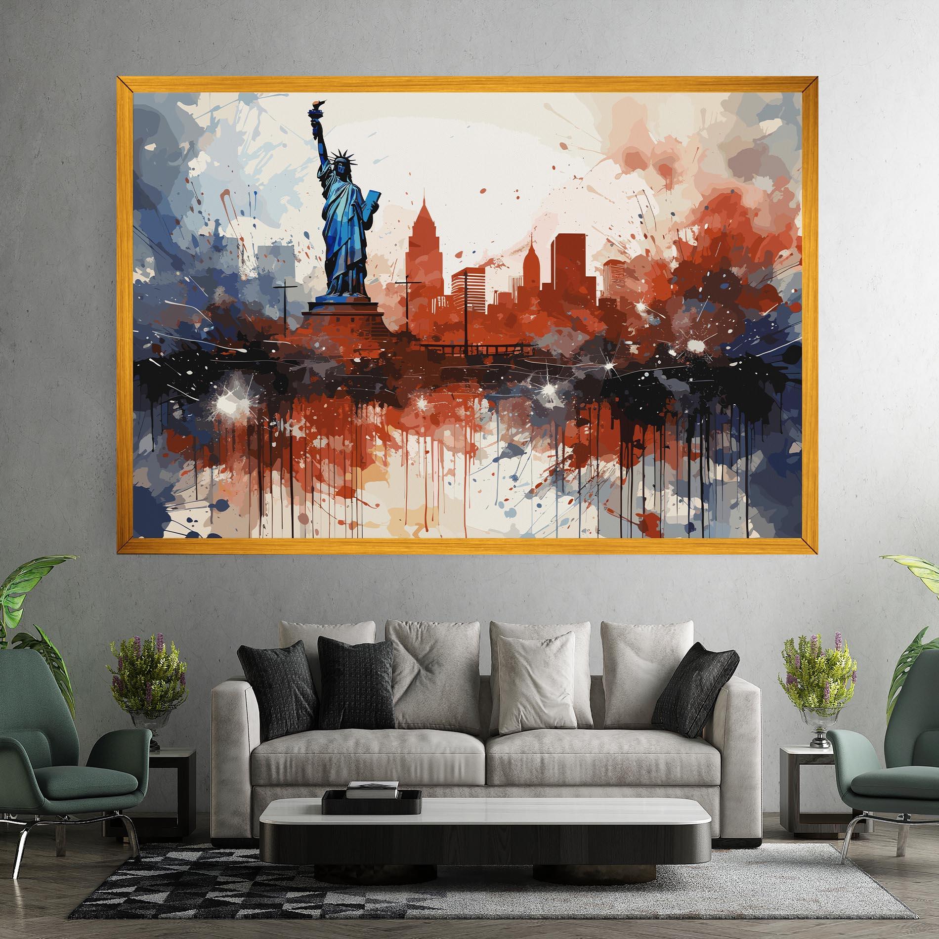 Tablou Canvas Red Blue Liberty Statue mockup 7
