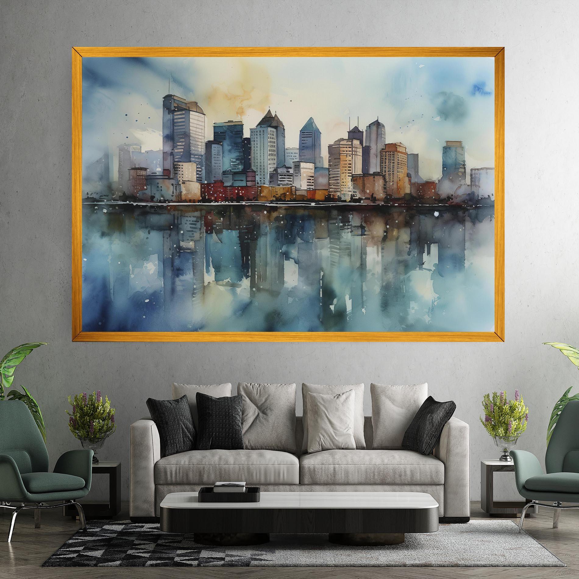 Tablou Canvas Watercolor City Skyline mockup 7