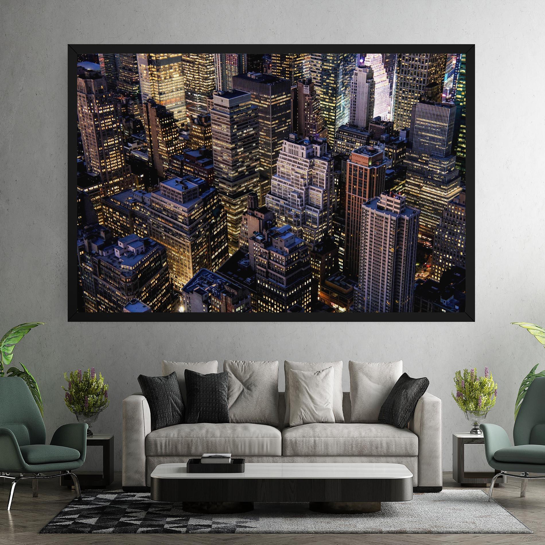 Tablou Canvas Blue Gold Skylines mockup 7