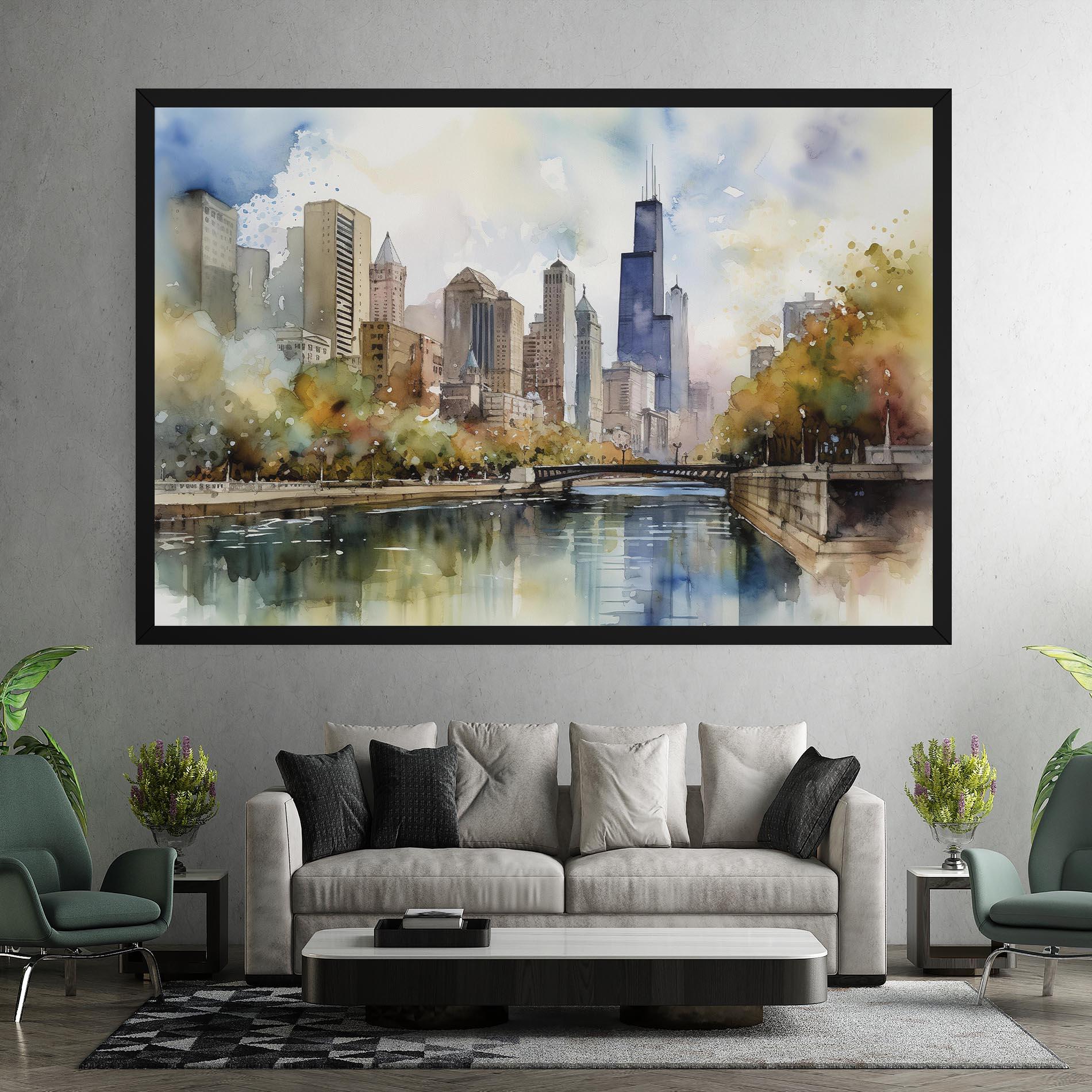 Tablou Canvas City Skyline Painting mockup 7