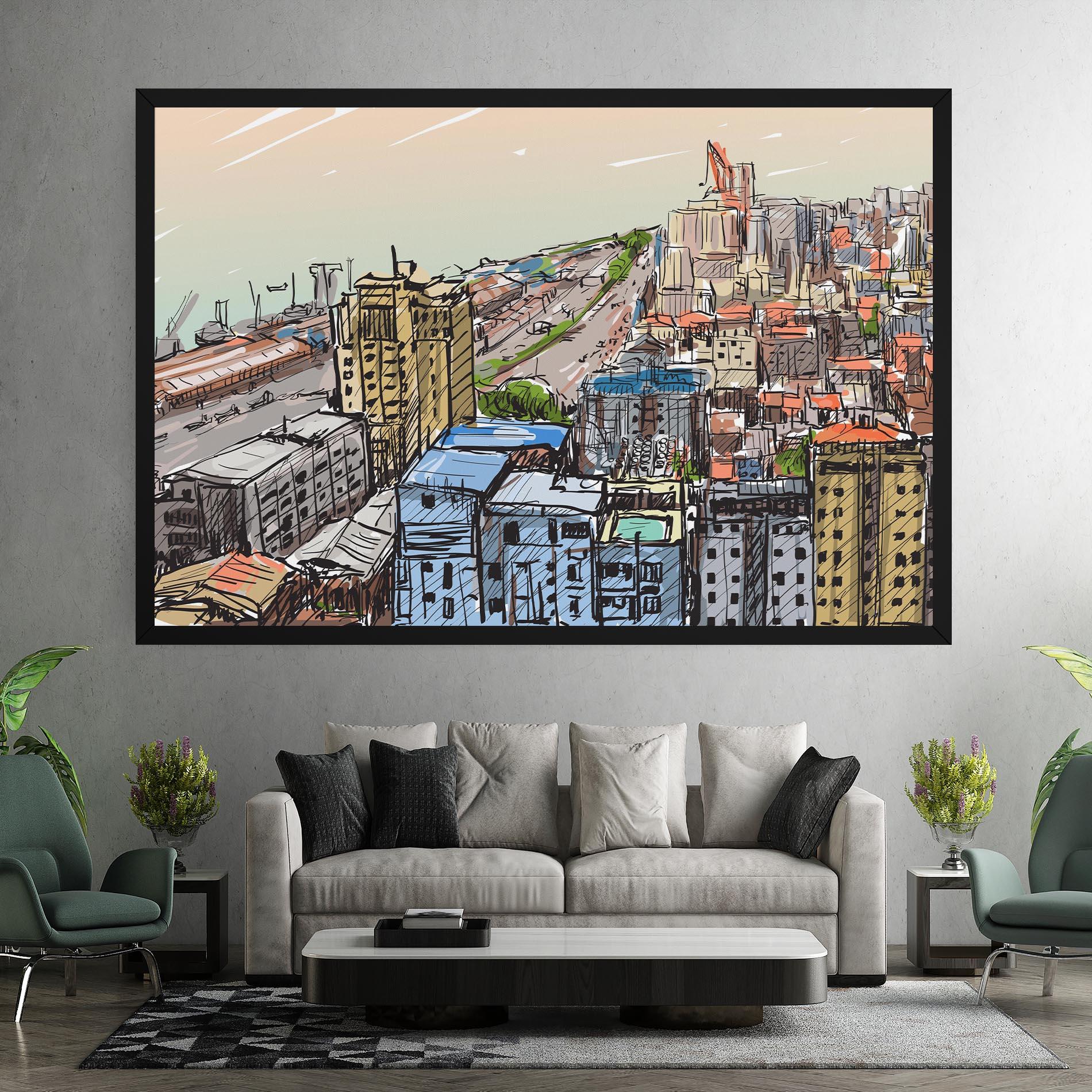 Tablou Canvas Colorful City Drawing mockup 7