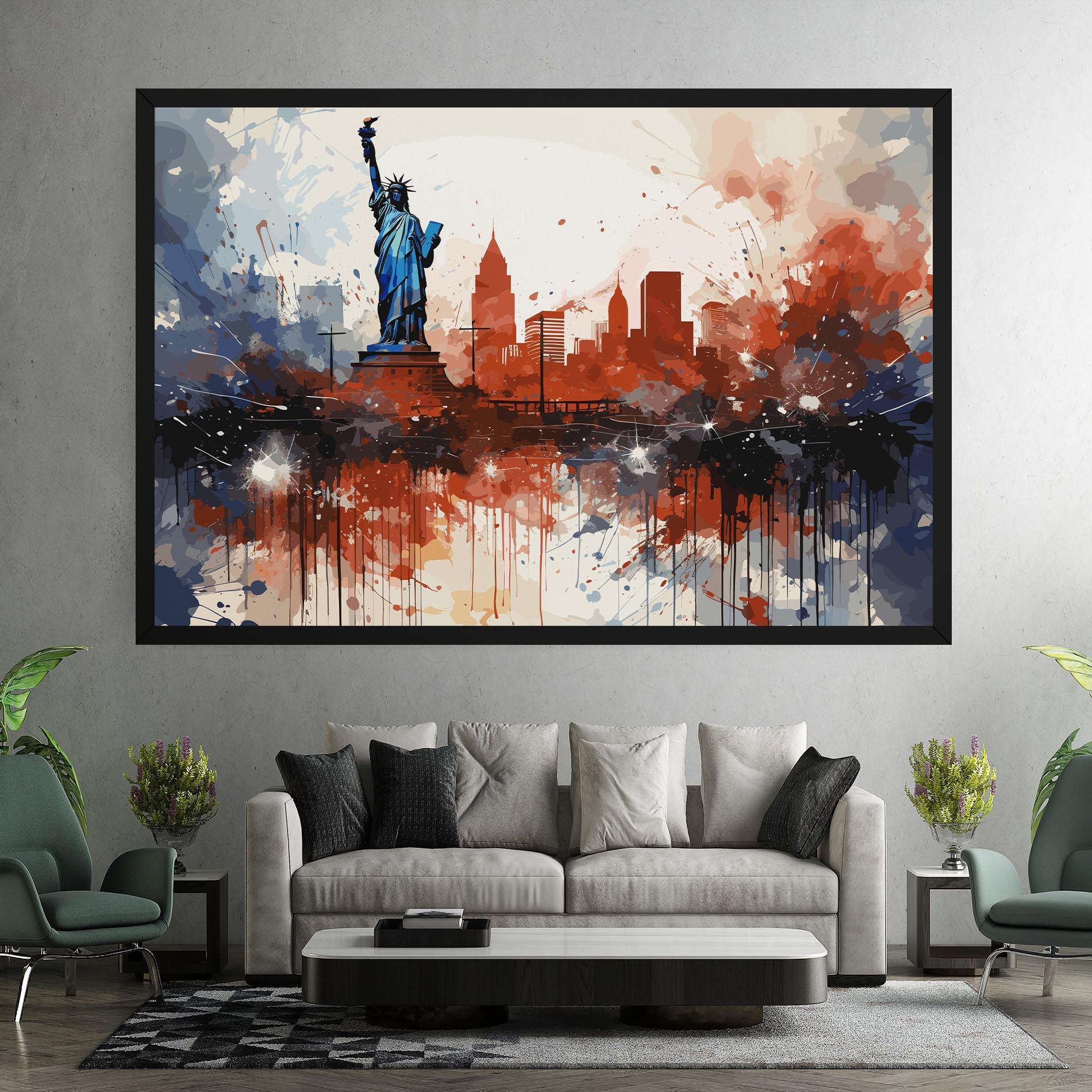 Tablou Canvas Red Blue Liberty Statue mockup 7