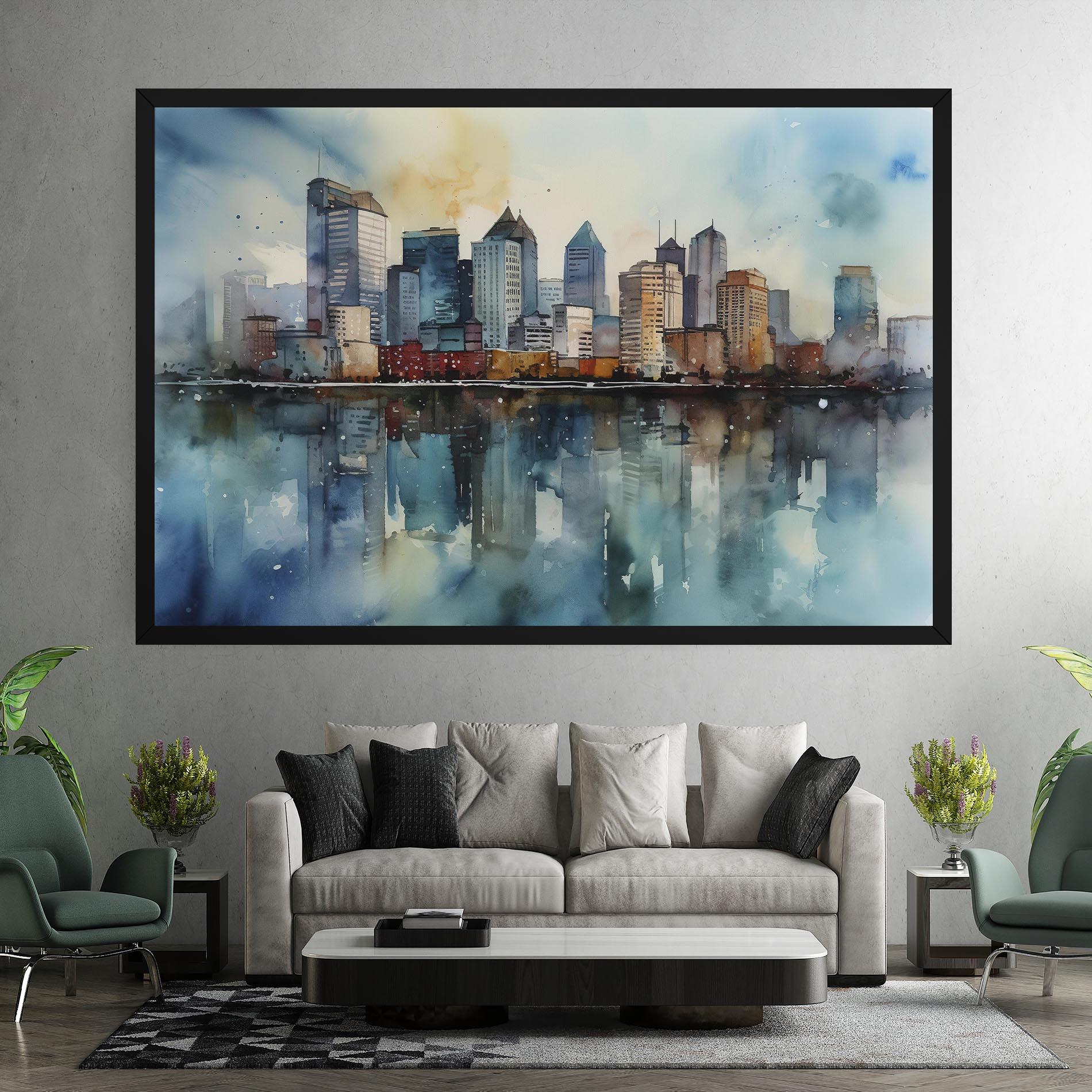 Tablou Canvas Watercolor City Skyline mockup 7
