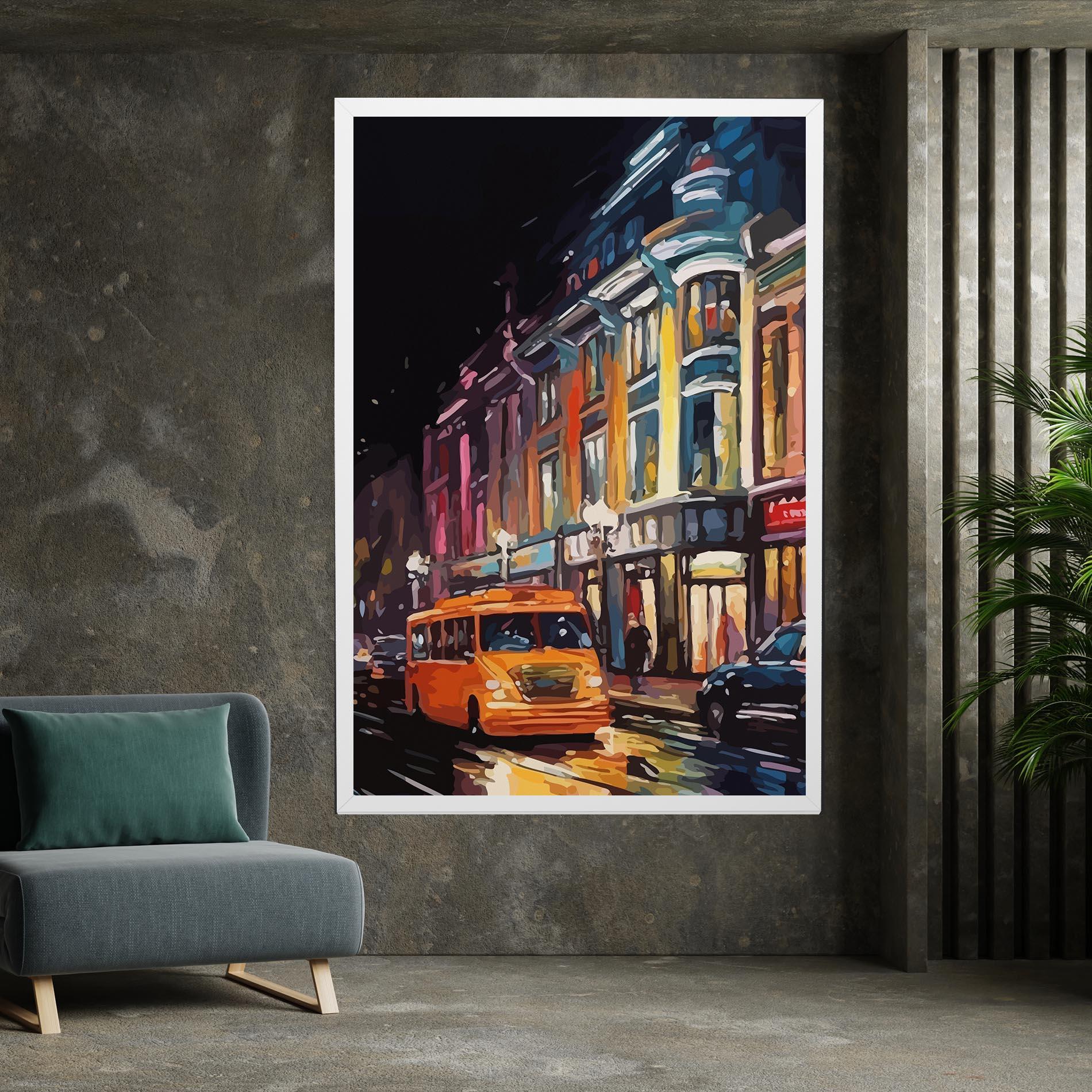 Tablou Canvas Yellow Car City Art mockup 7