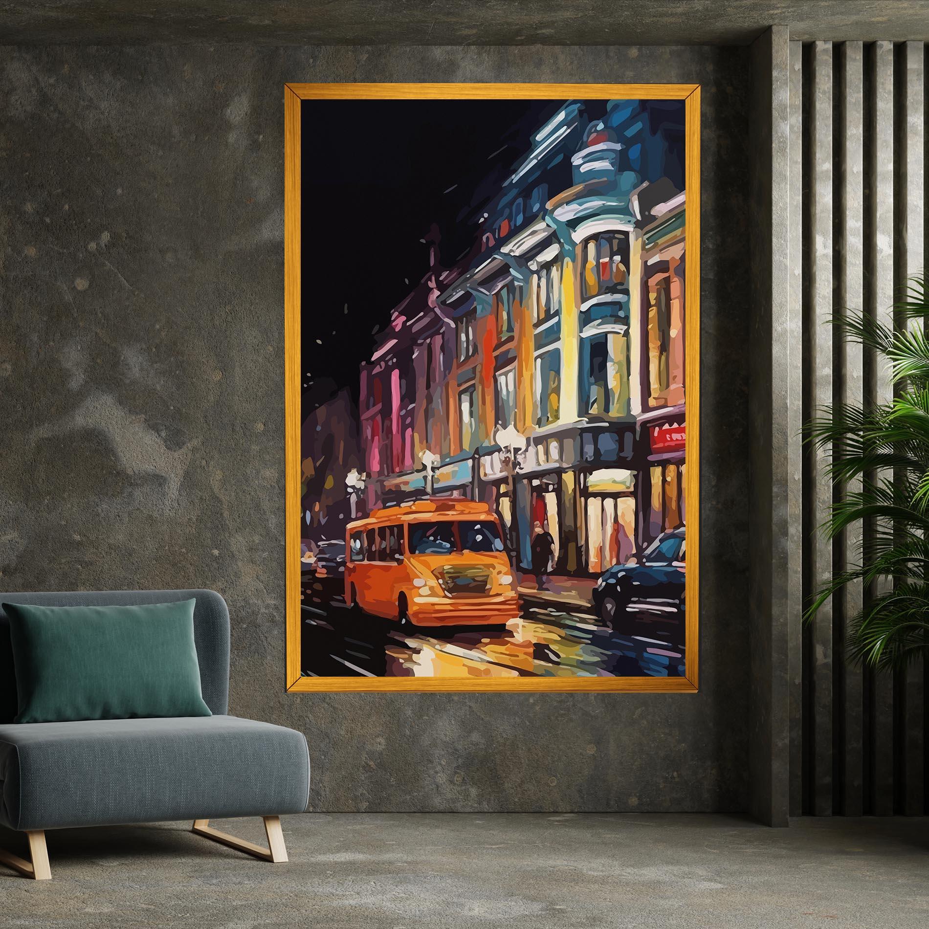 Tablou Canvas Yellow Car City Art mockup 7