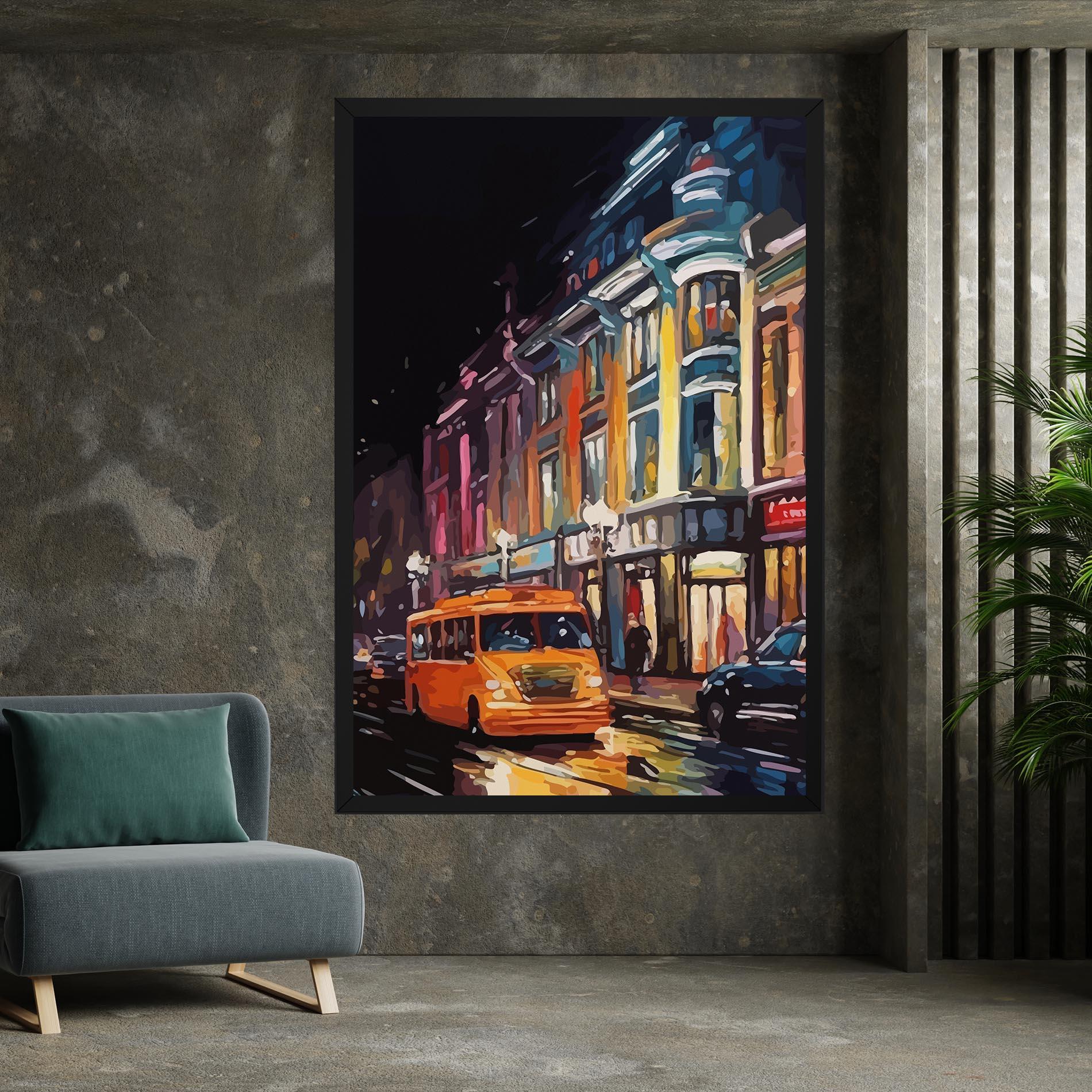 Tablou Canvas Yellow Car City Art mockup 7