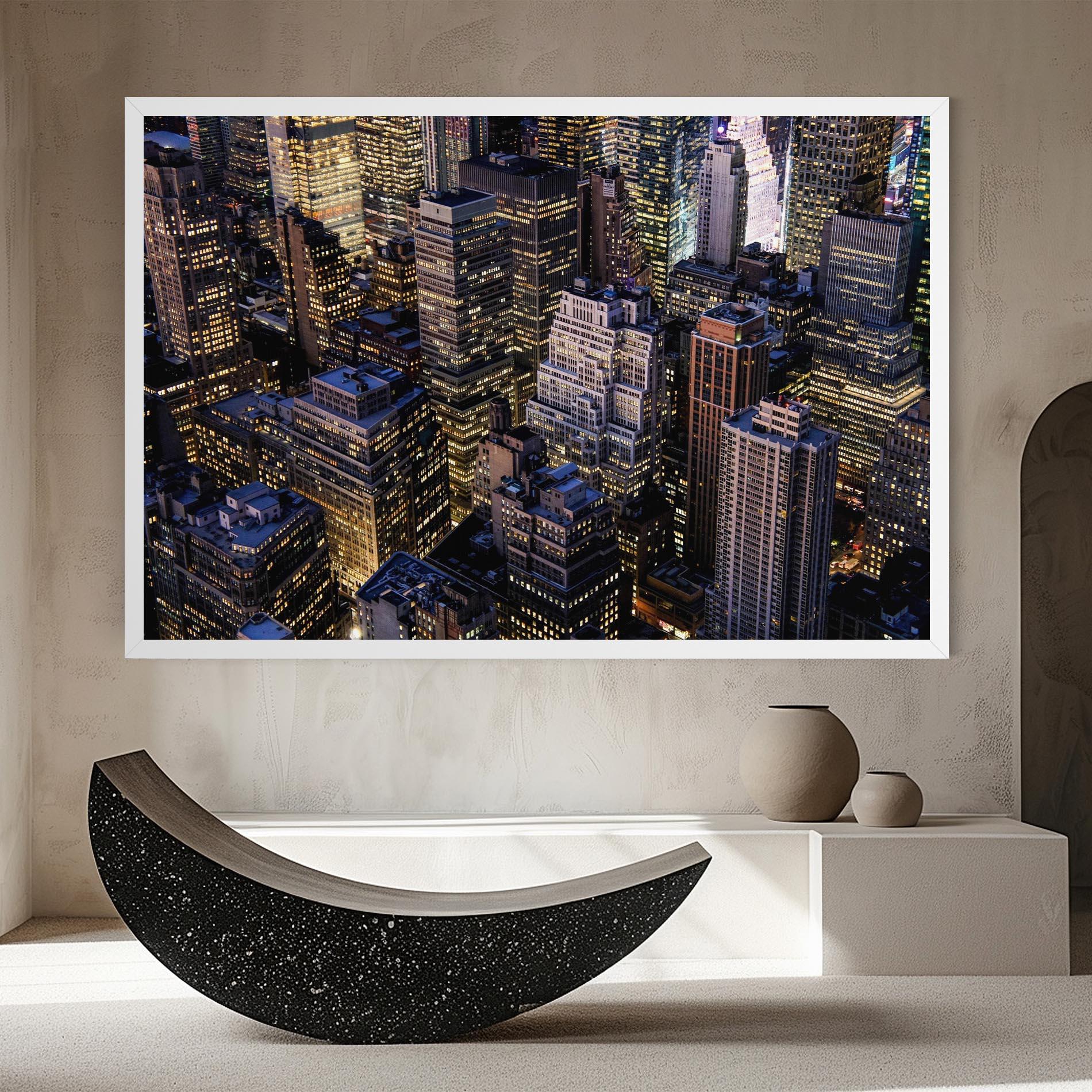 Tablou Canvas Blue Gold Skylines mockup 8