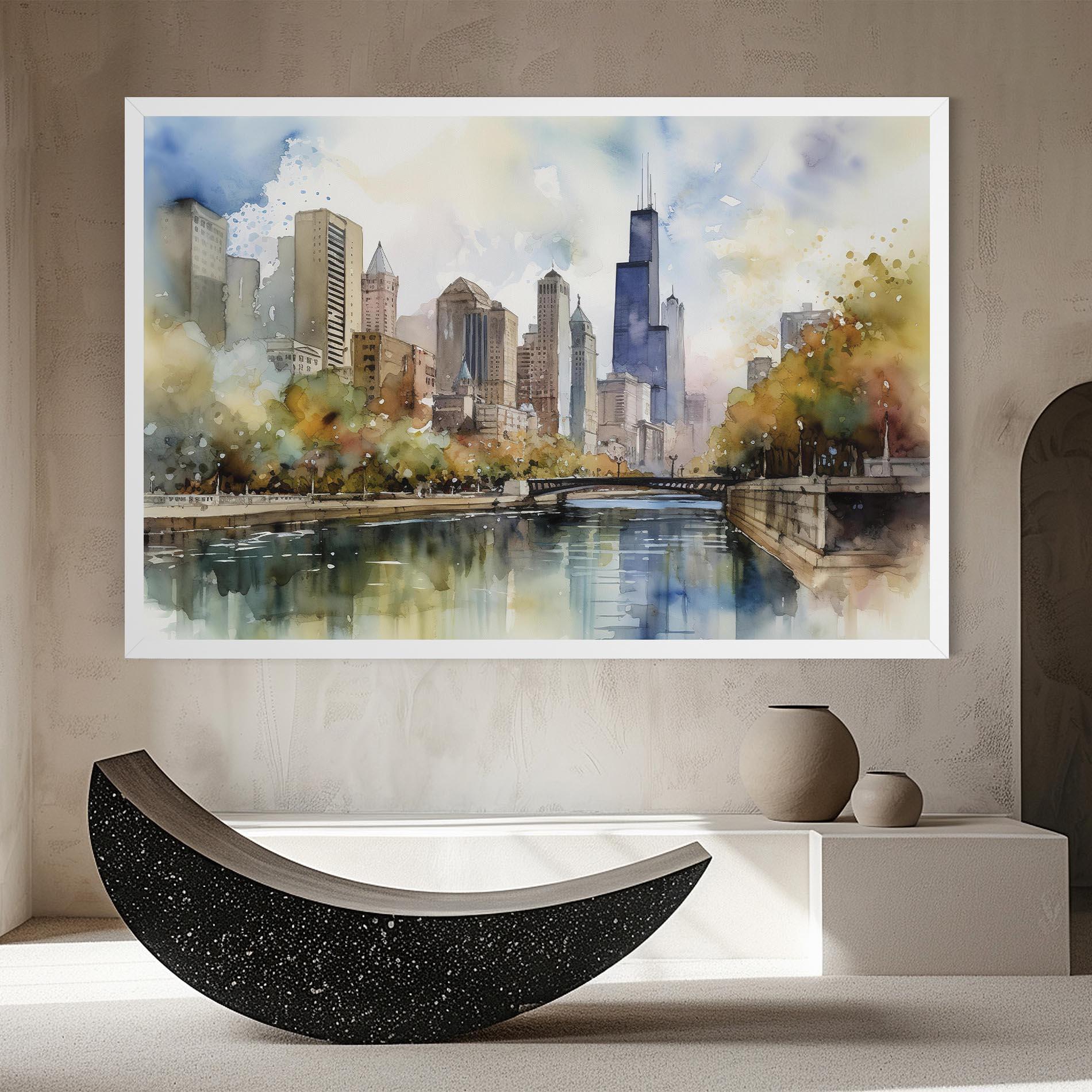 Tablou Canvas City Skyline Painting mockup 8