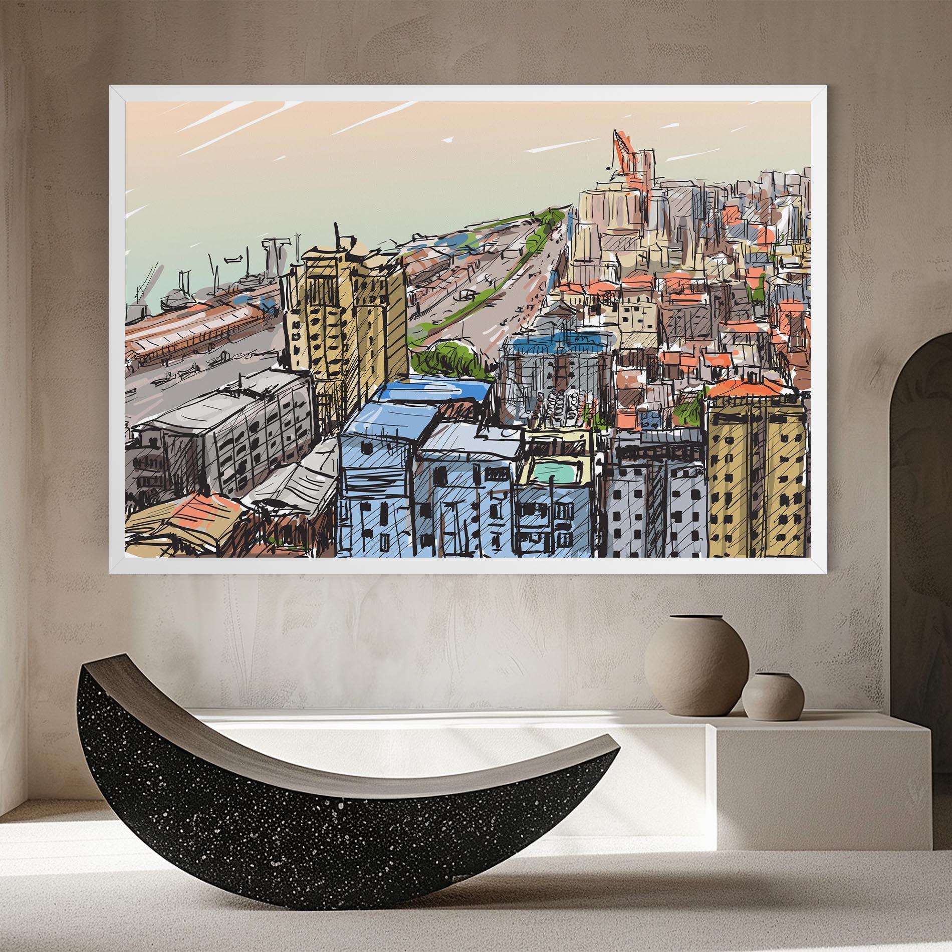 Tablou Canvas Colorful City Drawing mockup 8